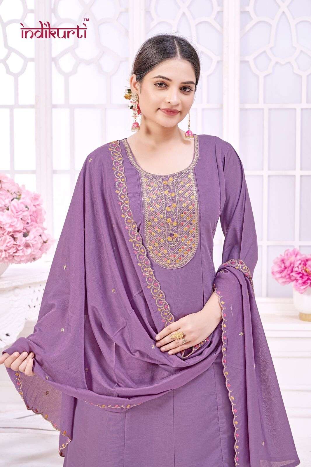 FIZA VOL-2 BY INDIKURTI IN ROMAN SILK WITH FANCY EMBROIDERY WORK KALI CONCEPTS 