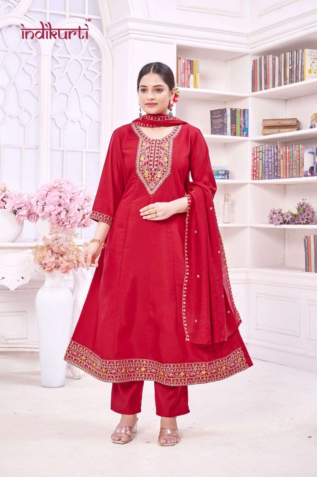 FIZA VOL-2 BY INDIKURTI IN ROMAN SILK WITH FANCY EMBROIDERY WORK KALI CONCEPTS 