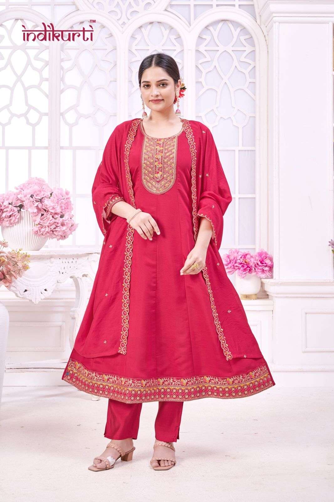 FIZA VOL-2 BY INDIKURTI IN ROMAN SILK WITH FANCY EMBROIDERY WORK KALI CONCEPTS 