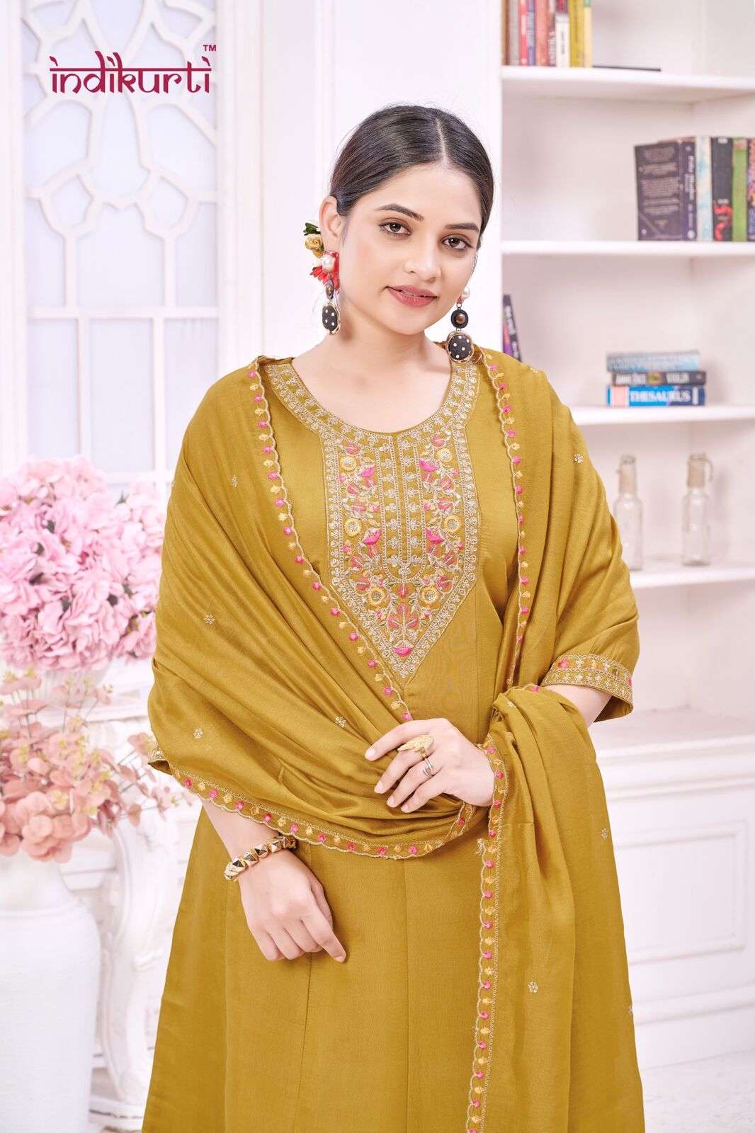 FIZA VOL-2 BY INDIKURTI IN ROMAN SILK WITH FANCY EMBROIDERY WORK KALI CONCEPTS 