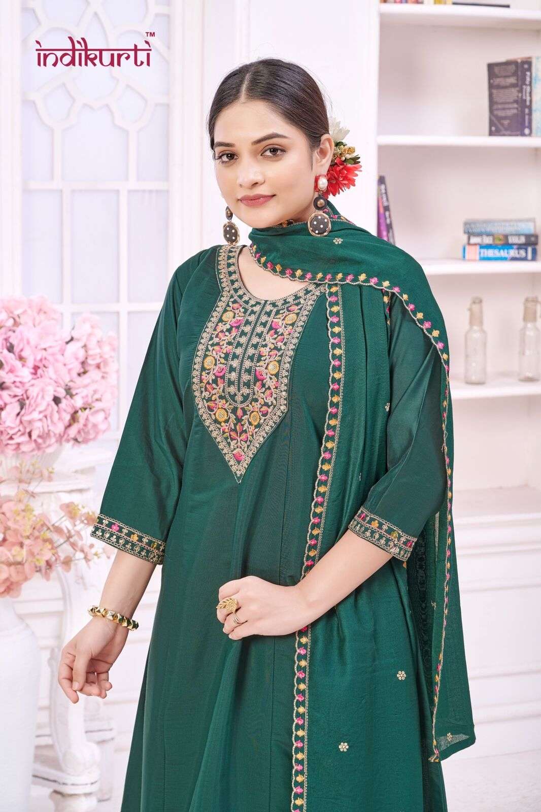 FIZA VOL-2 BY INDIKURTI IN ROMAN SILK WITH FANCY EMBROIDERY WORK KALI CONCEPTS 