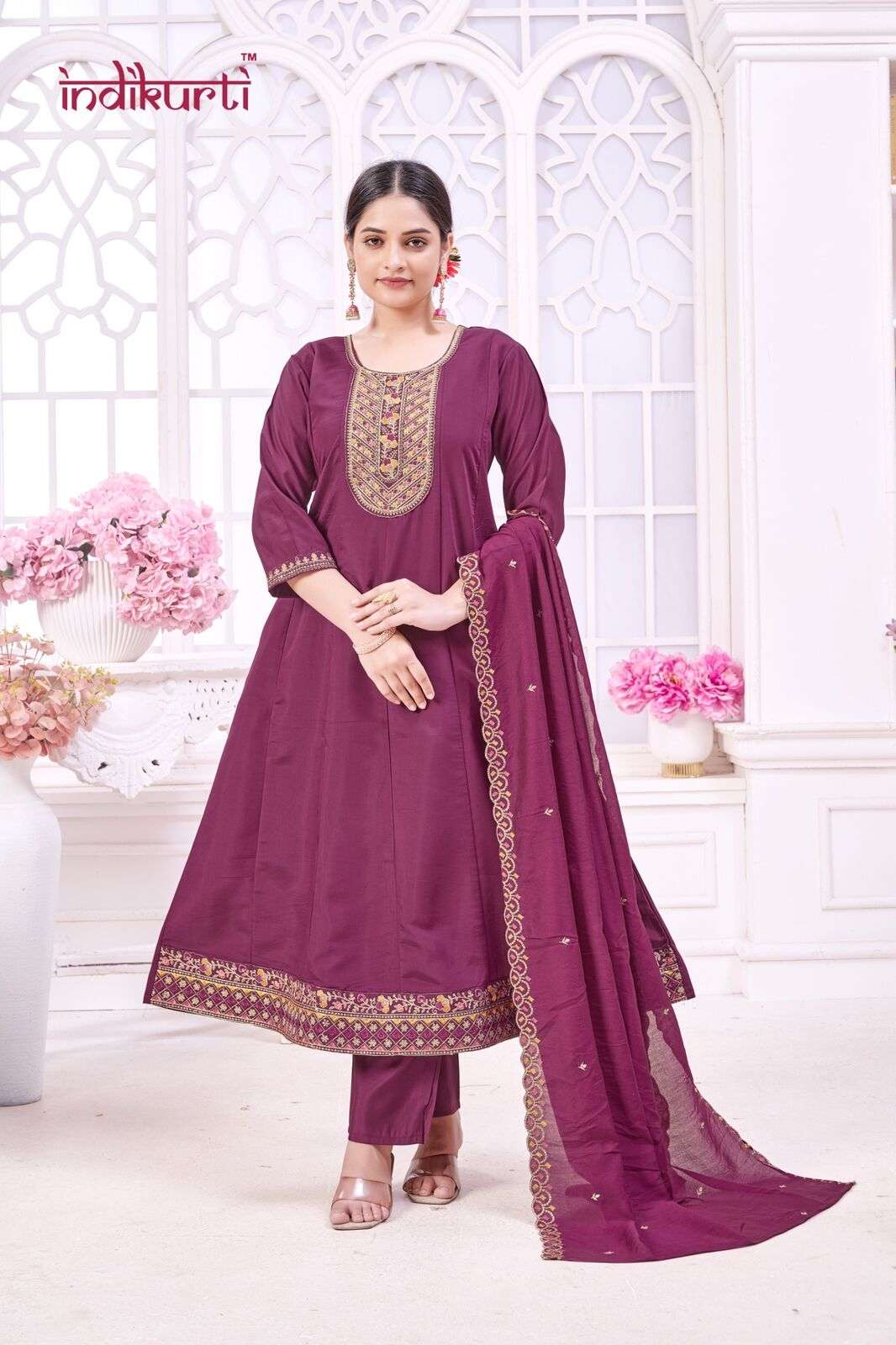 FIZA VOL-2 BY INDIKURTI IN ROMAN SILK WITH FANCY EMBROIDERY WORK KALI CONCEPTS 