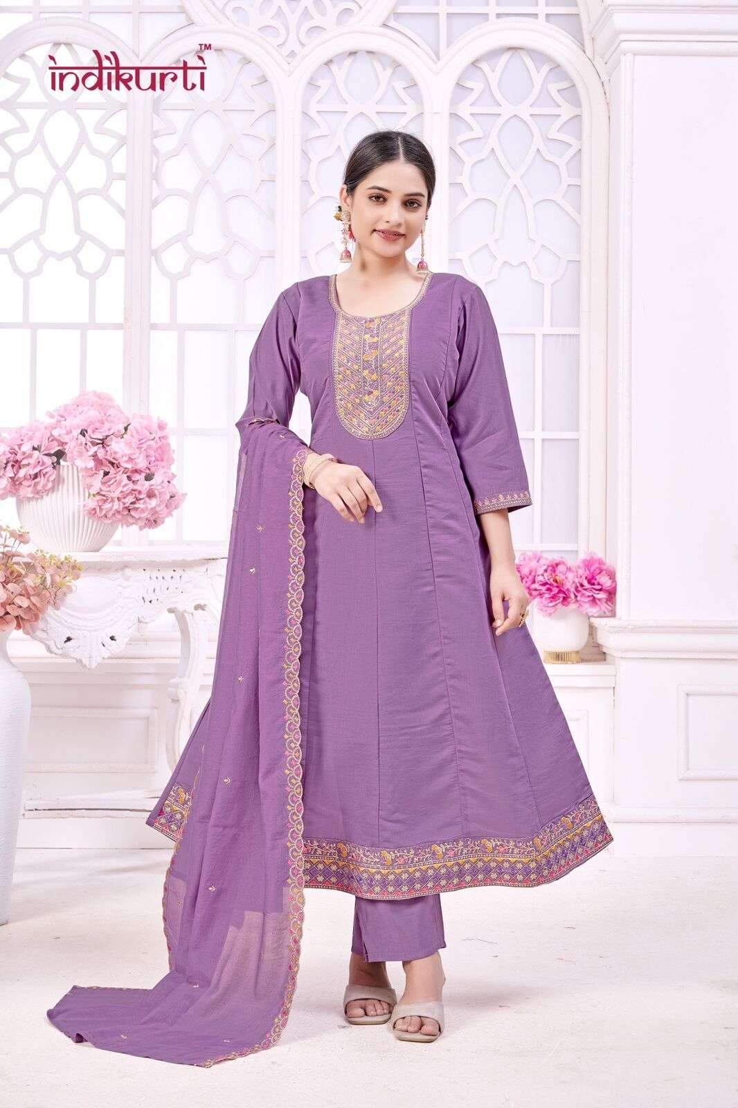 FIZA VOL-2 BY INDIKURTI IN ROMAN SILK WITH FANCY EMBROIDERY WORK KALI CONCEPTS 