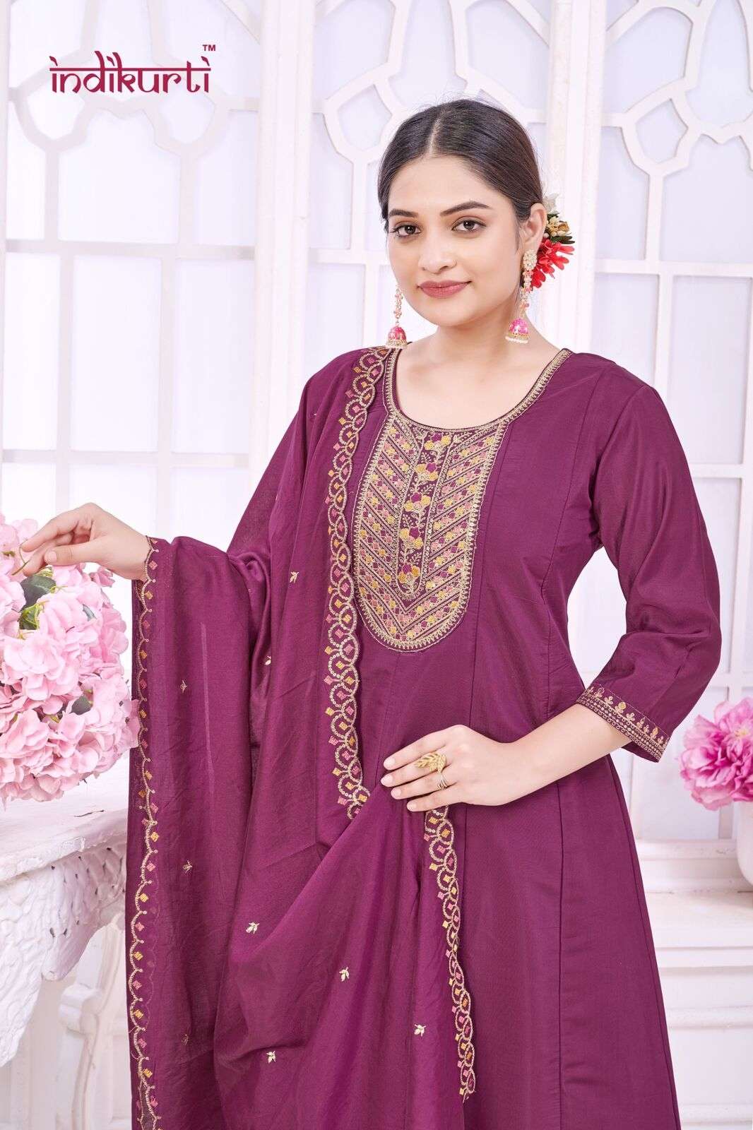 FIZA VOL-2 BY INDIKURTI IN ROMAN SILK WITH FANCY EMBROIDERY WORK KALI CONCEPTS 