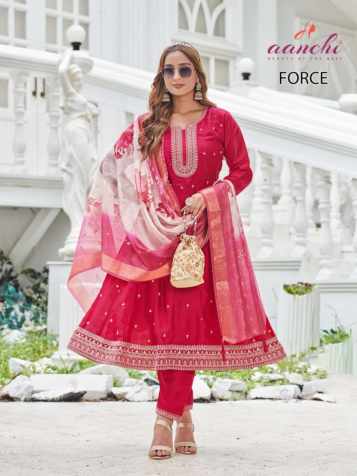 FORCE BY AANCHI IN VICHITRA SILK WITH FANCY DIGITAL DUPATTA AND WORK 