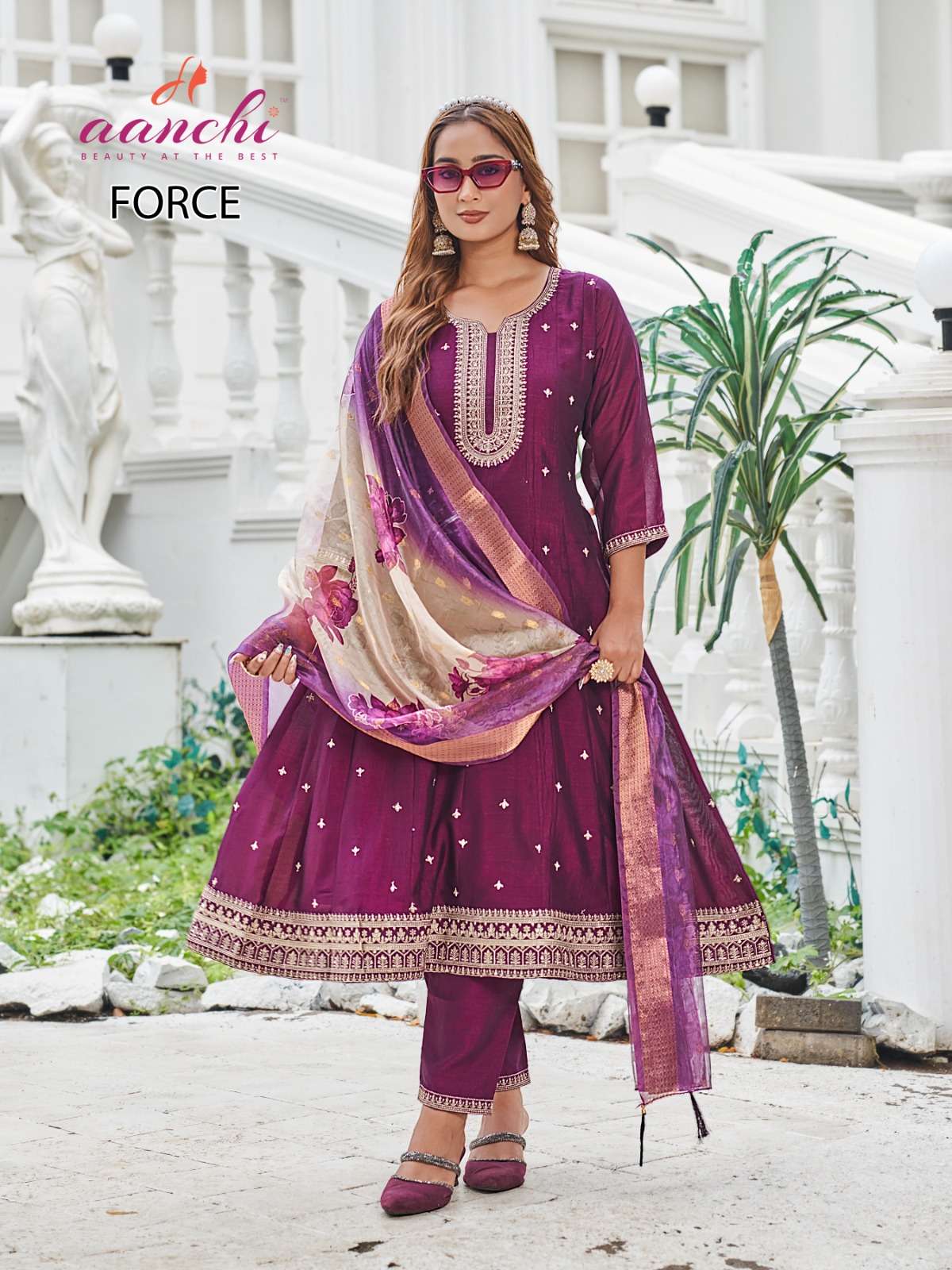 FORCE BY AANCHI IN VICHITRA SILK WITH FANCY DIGITAL DUPATTA AND WORK 
