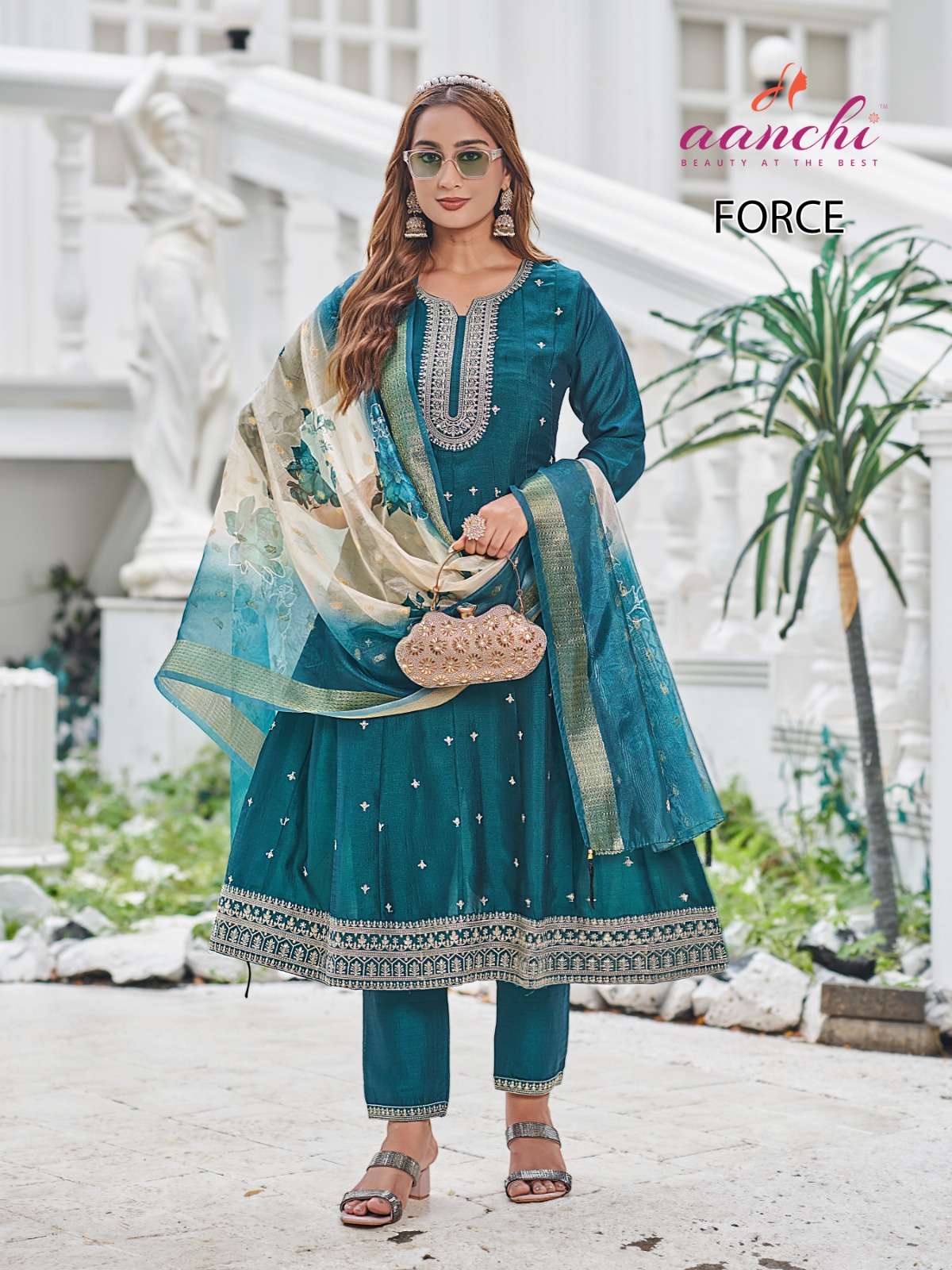 FORCE BY AANCHI IN VICHITRA SILK WITH FANCY DIGITAL DUPATTA AND WORK 
