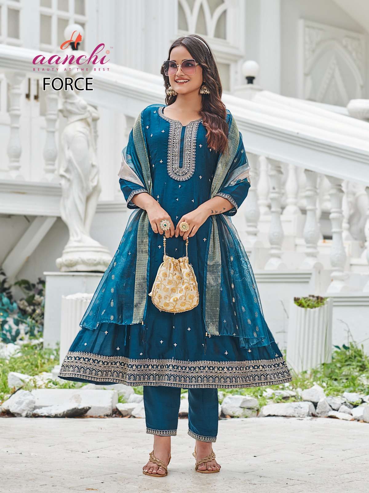 FORCE BY AANCHI IN VICHITRA SILK WITH FANCY DIGITAL DUPATTA AND WORK 