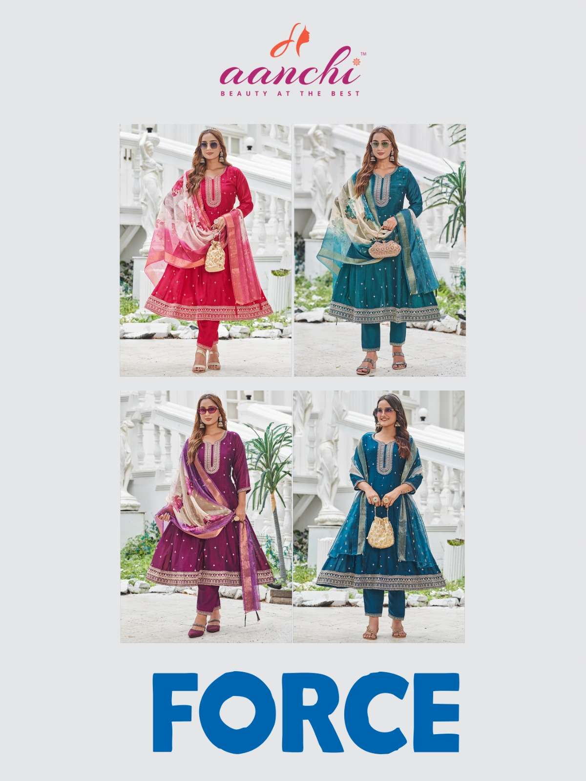 FORCE BY AANCHI IN VICHITRA SILK WITH FANCY DIGITAL DUPATTA AND WORK 