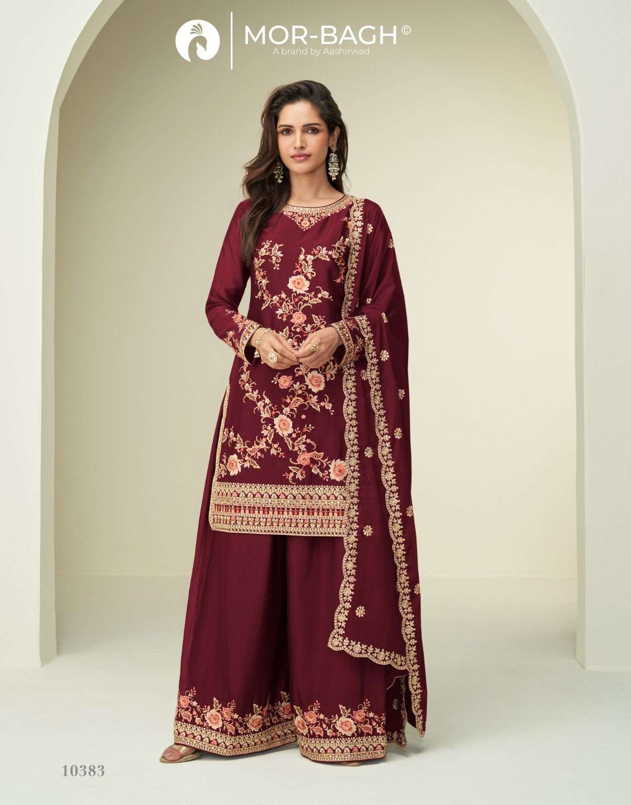 GAURI BY AASHIRWAD CREATION IN PREMIUM CHINNON SILK WITH EMBROIDERY WORK 