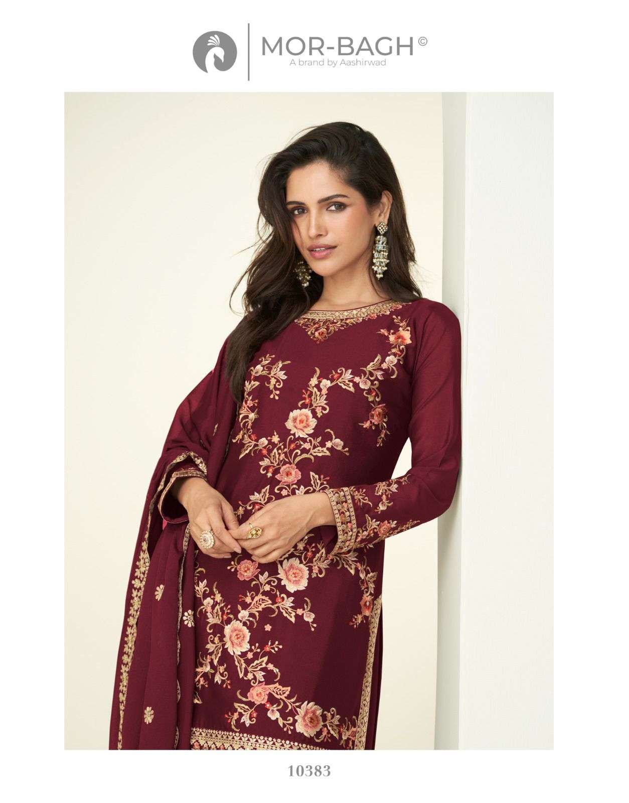 GAURI BY AASHIRWAD CREATION IN PREMIUM CHINNON SILK WITH EMBROIDERY WORK 