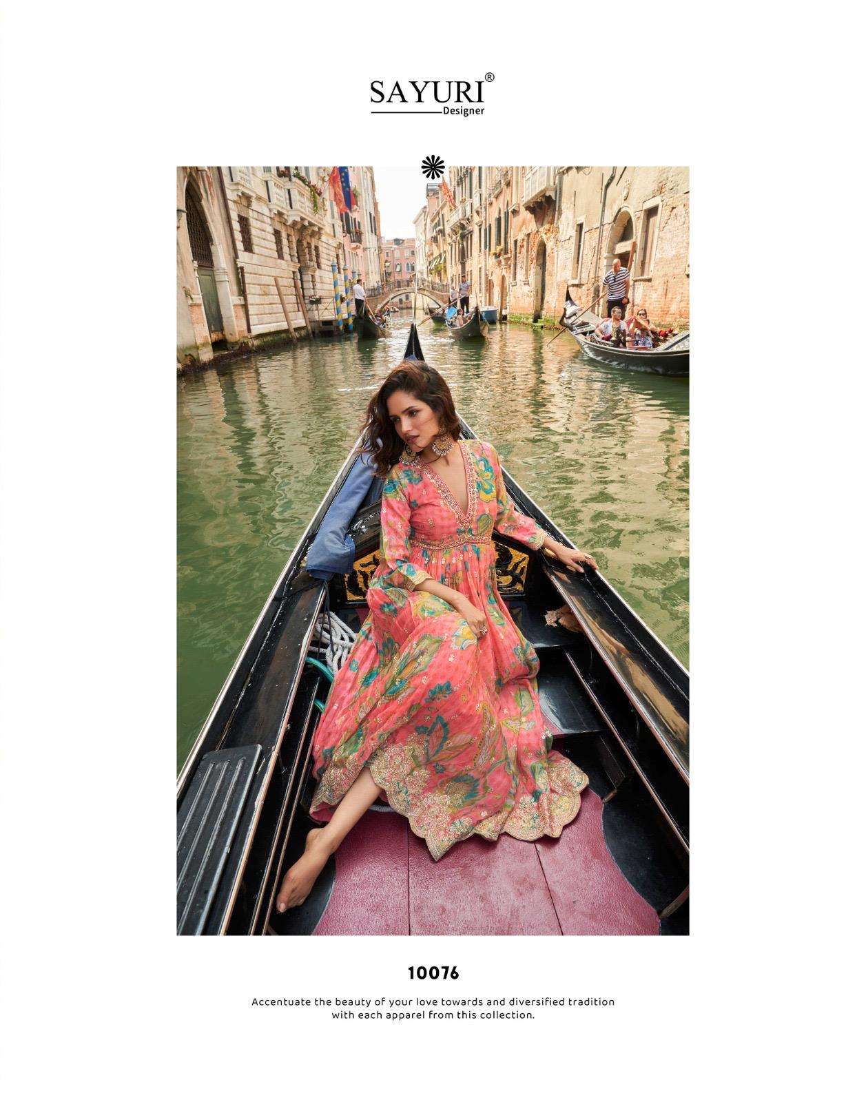 GEET BY SAYURI DESIGNER IN PREMIUM REAL CHINON SILK FRONT AND BACK EMBROIDERED WORK 