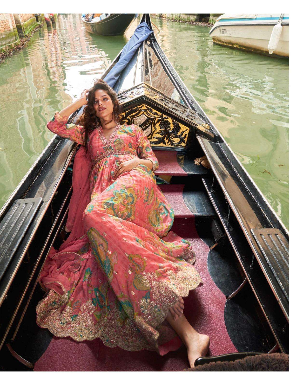 GEET BY SAYURI DESIGNER IN PREMIUM REAL CHINON SILK FRONT AND BACK EMBROIDERED WORK 