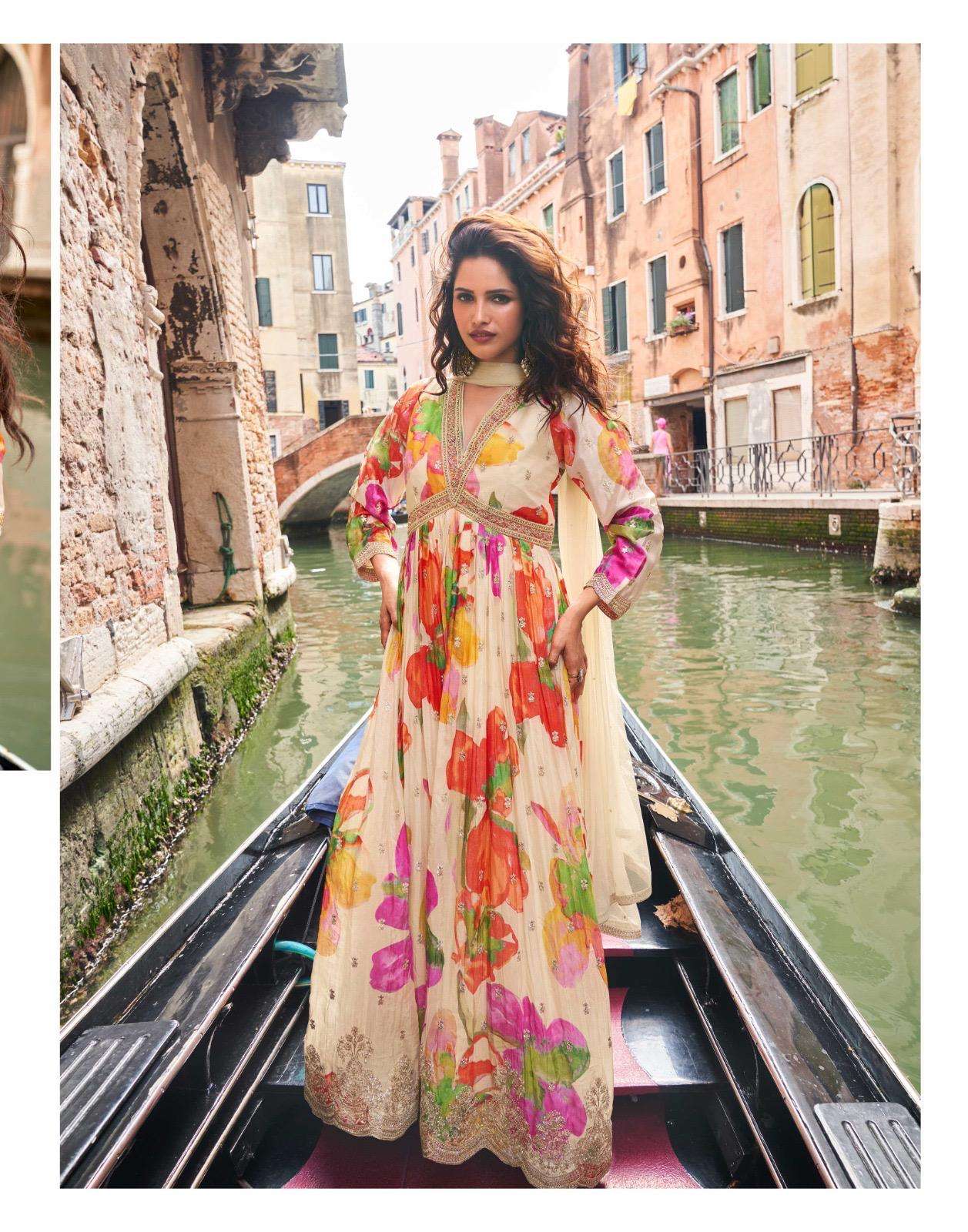 GEET BY SAYURI DESIGNER IN PREMIUM REAL CHINON SILK FRONT AND BACK EMBROIDERED WORK 