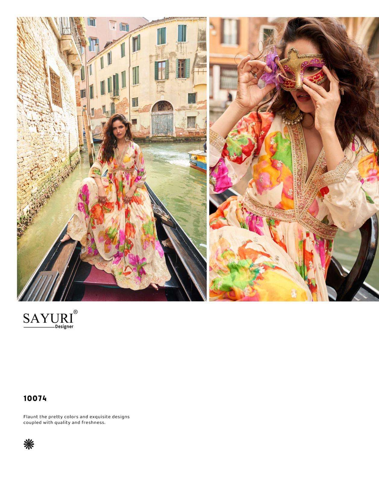 GEET BY SAYURI DESIGNER IN PREMIUM REAL CHINON SILK FRONT AND BACK EMBROIDERED WORK 