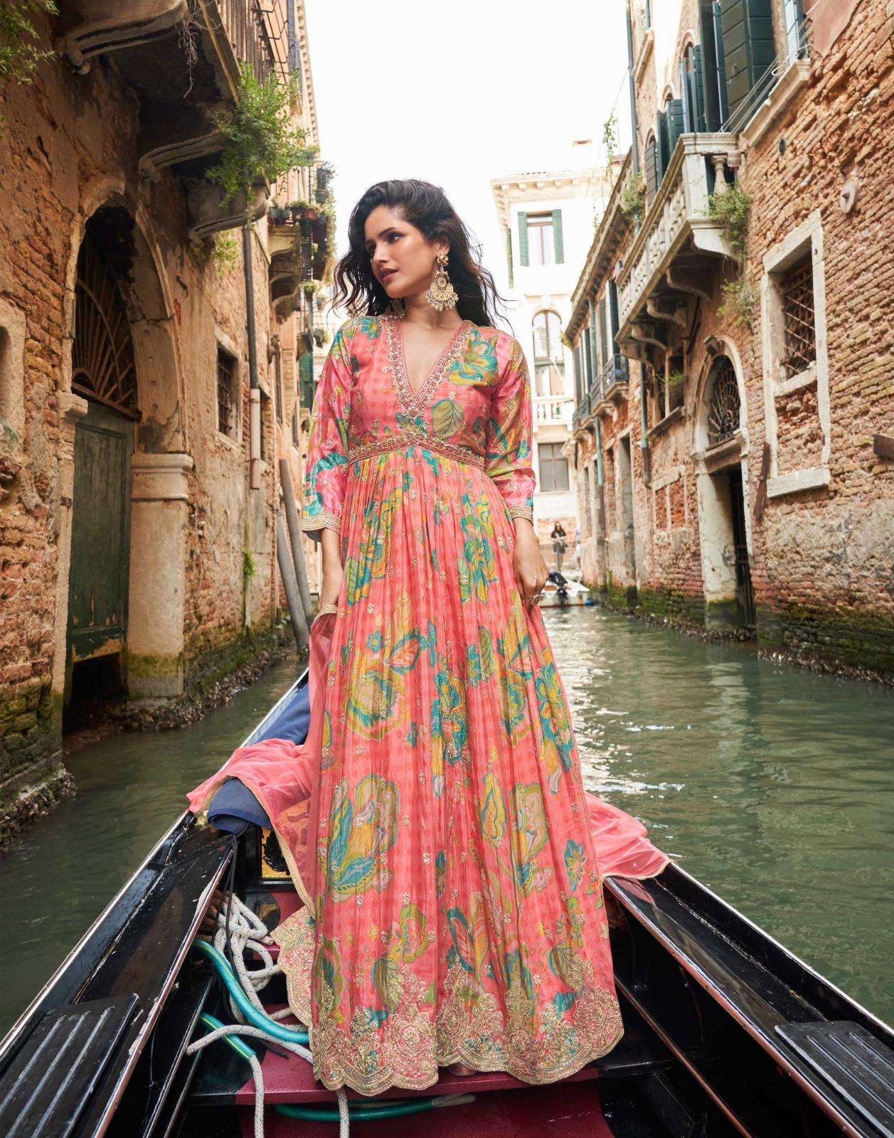 GEET BY SAYURI DESIGNER IN PREMIUM REAL CHINON SILK FRONT AND BACK EMBROIDERED WORK 