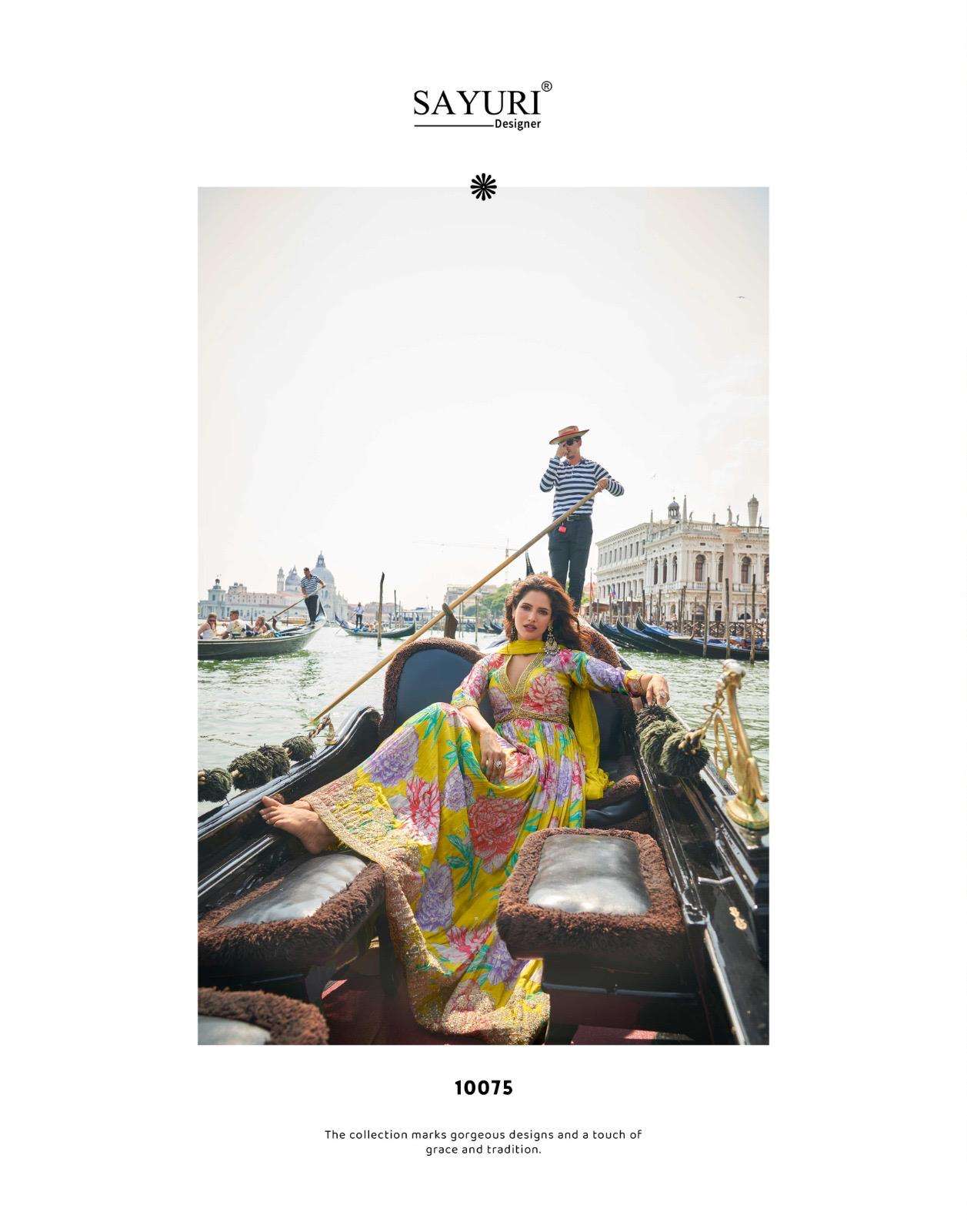 GEET BY SAYURI DESIGNER IN PREMIUM REAL CHINON SILK FRONT AND BACK EMBROIDERED WORK 