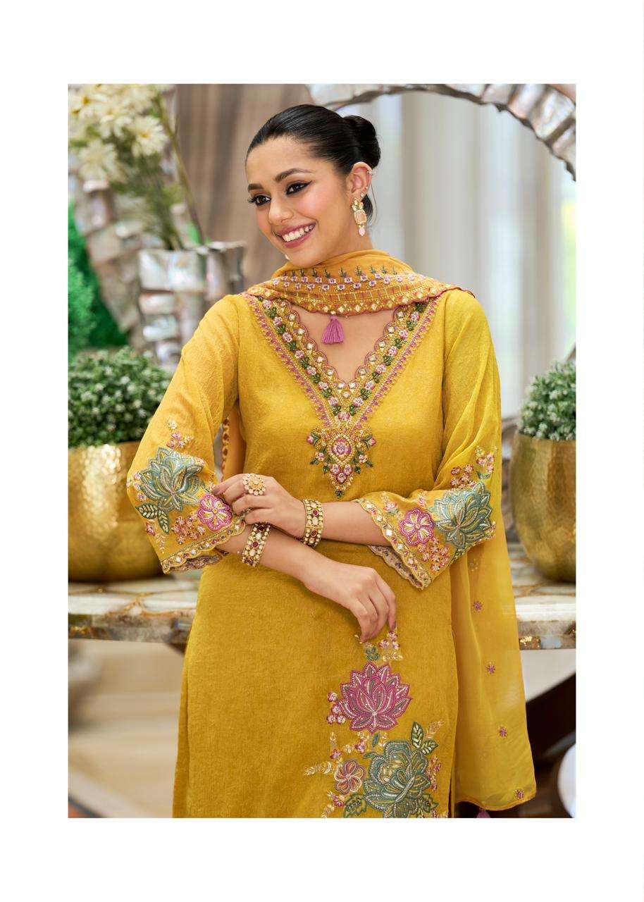 HAMSAFAR BY PRM INDIA IN ORGANZA CRUSH WITH EMBOS PRINT SHARARA AND HAND WORK 