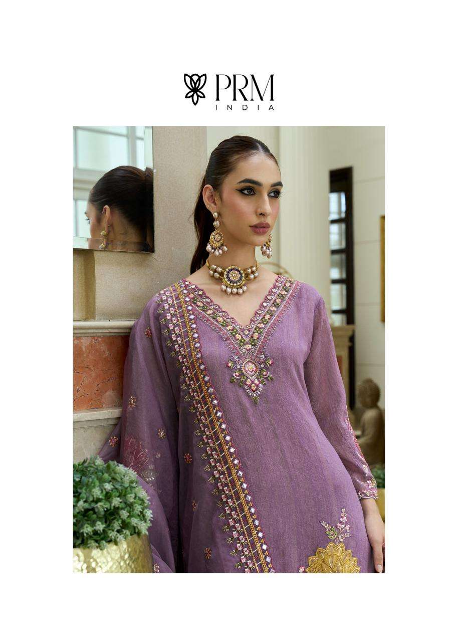 HAMSAFAR BY PRM INDIA IN ORGANZA CRUSH WITH EMBOS PRINT SHARARA AND HAND WORK 