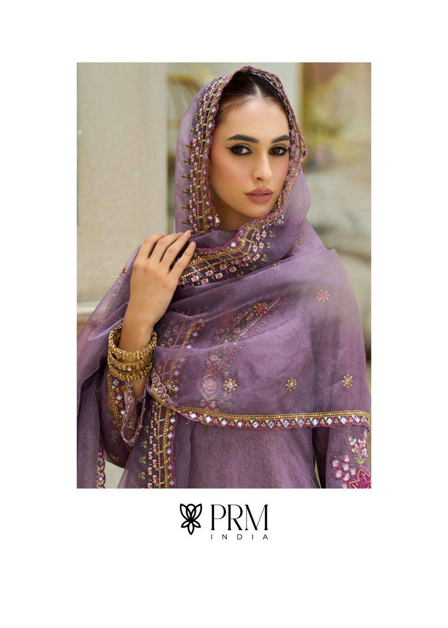 HAMSAFAR BY PRM INDIA IN ORGANZA CRUSH WITH EMBOS PRINT SHARARA AND HAND WORK 