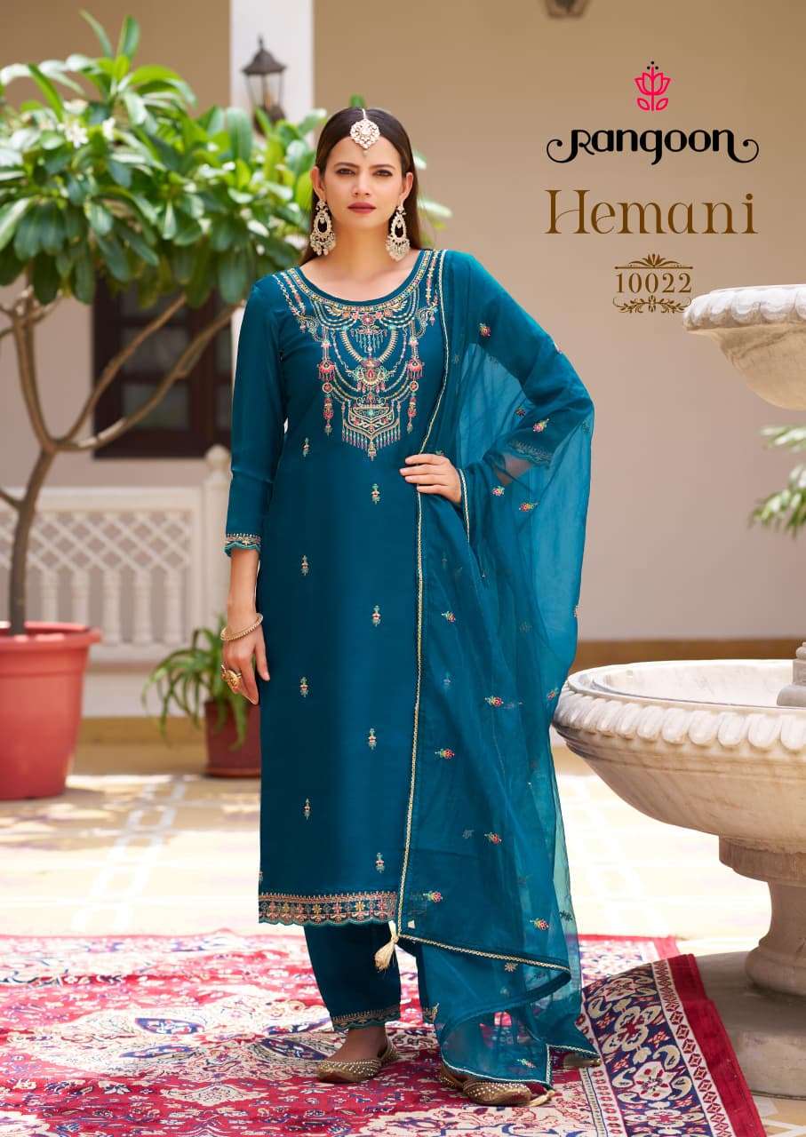 HEMANI BY RANGOON IN SILK SATIN WITH FANCY EMBROIDERY WORK AND FULL INNER 