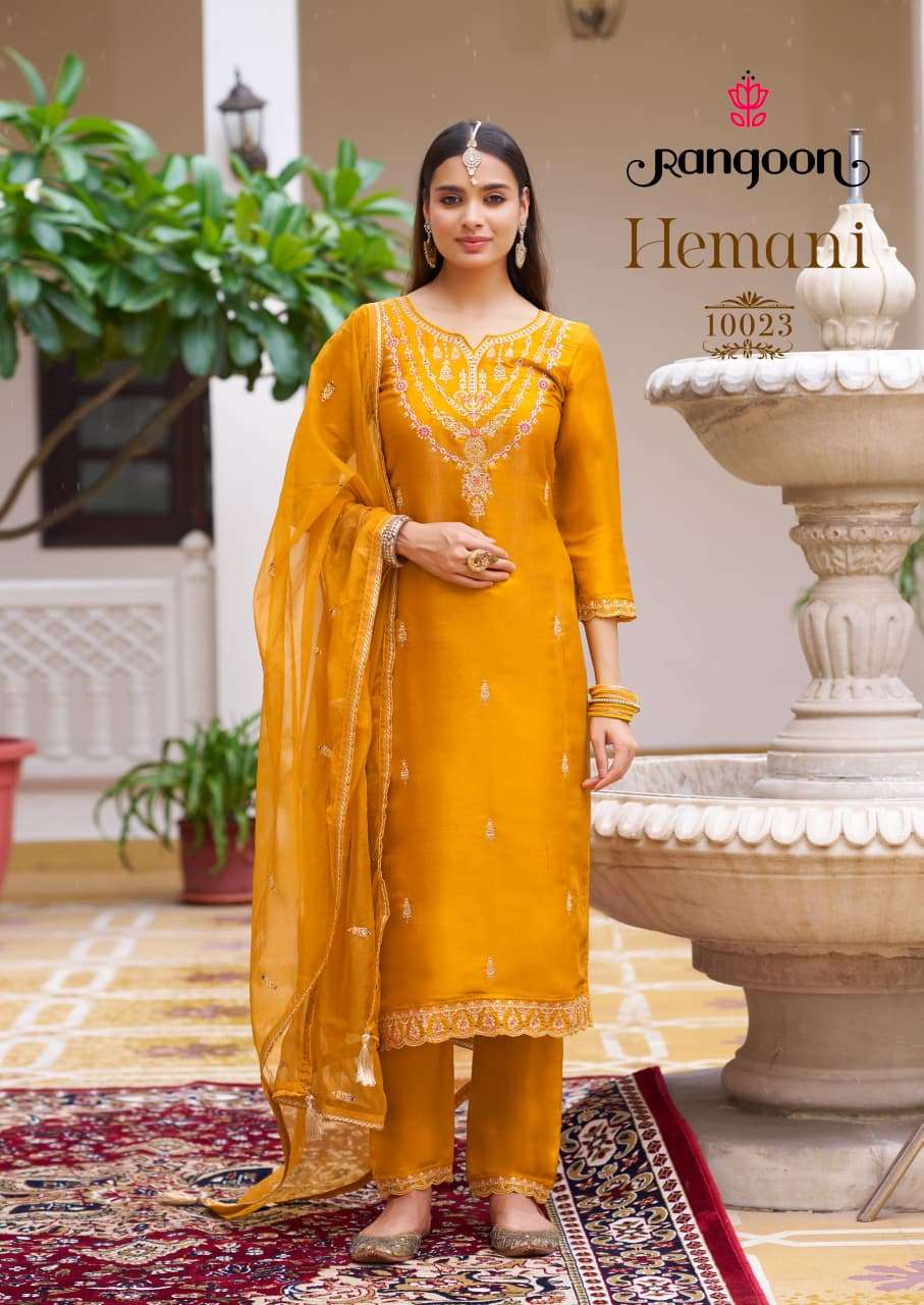 HEMANI BY RANGOON IN SILK SATIN WITH FANCY EMBROIDERY WORK AND FULL INNER 