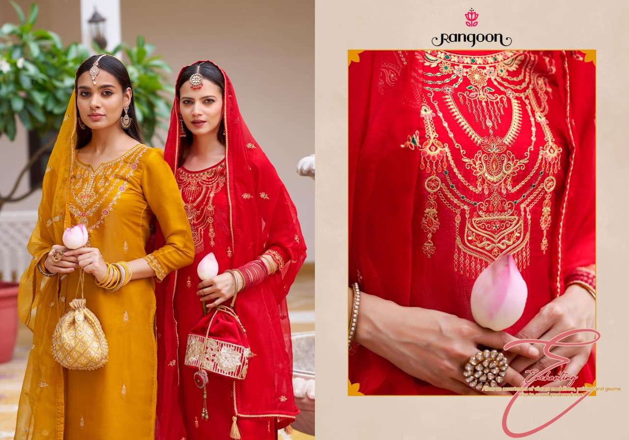 HEMANI BY RANGOON IN SILK SATIN WITH FANCY EMBROIDERY WORK AND FULL INNER 