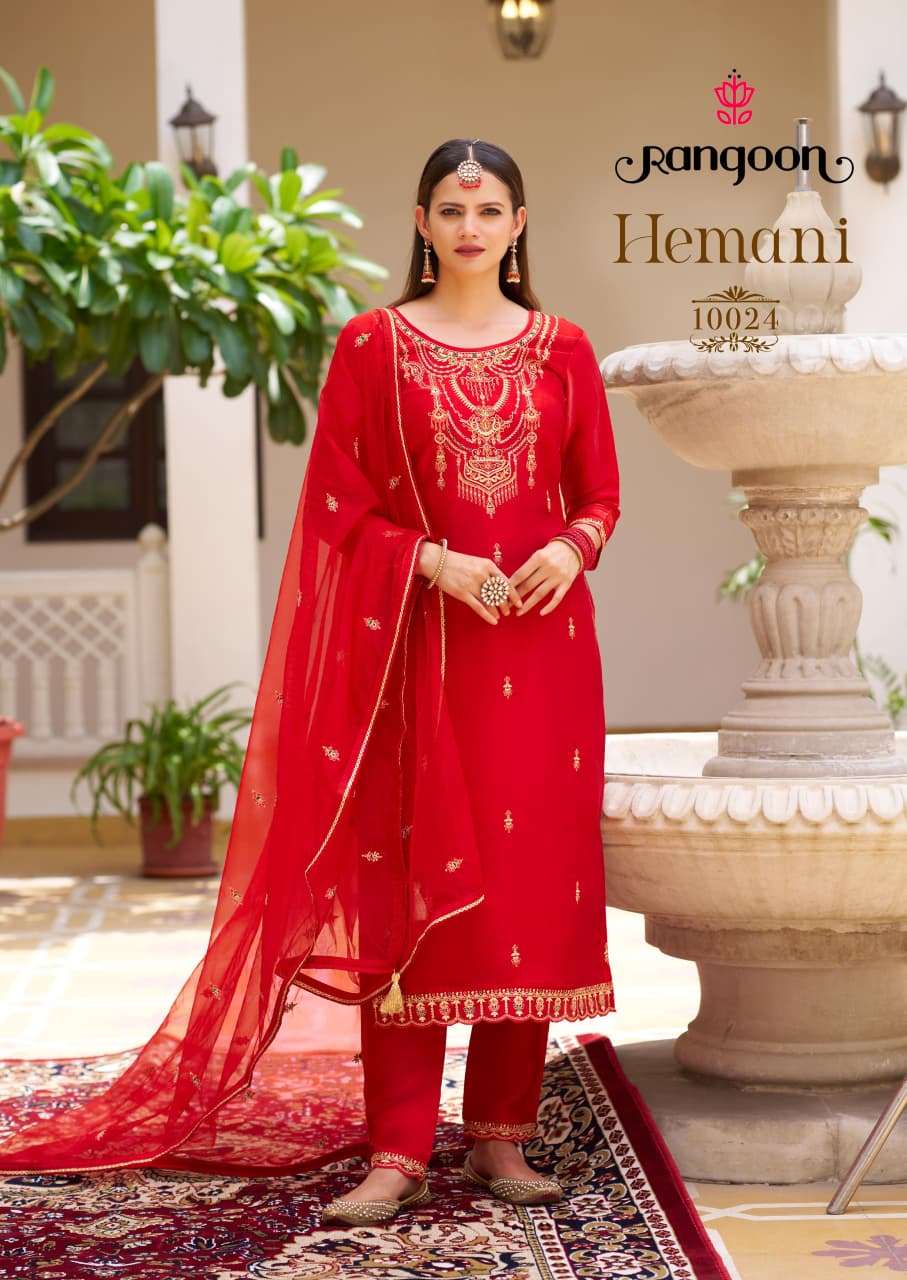HEMANI BY RANGOON IN SILK SATIN WITH FANCY EMBROIDERY WORK AND FULL INNER 