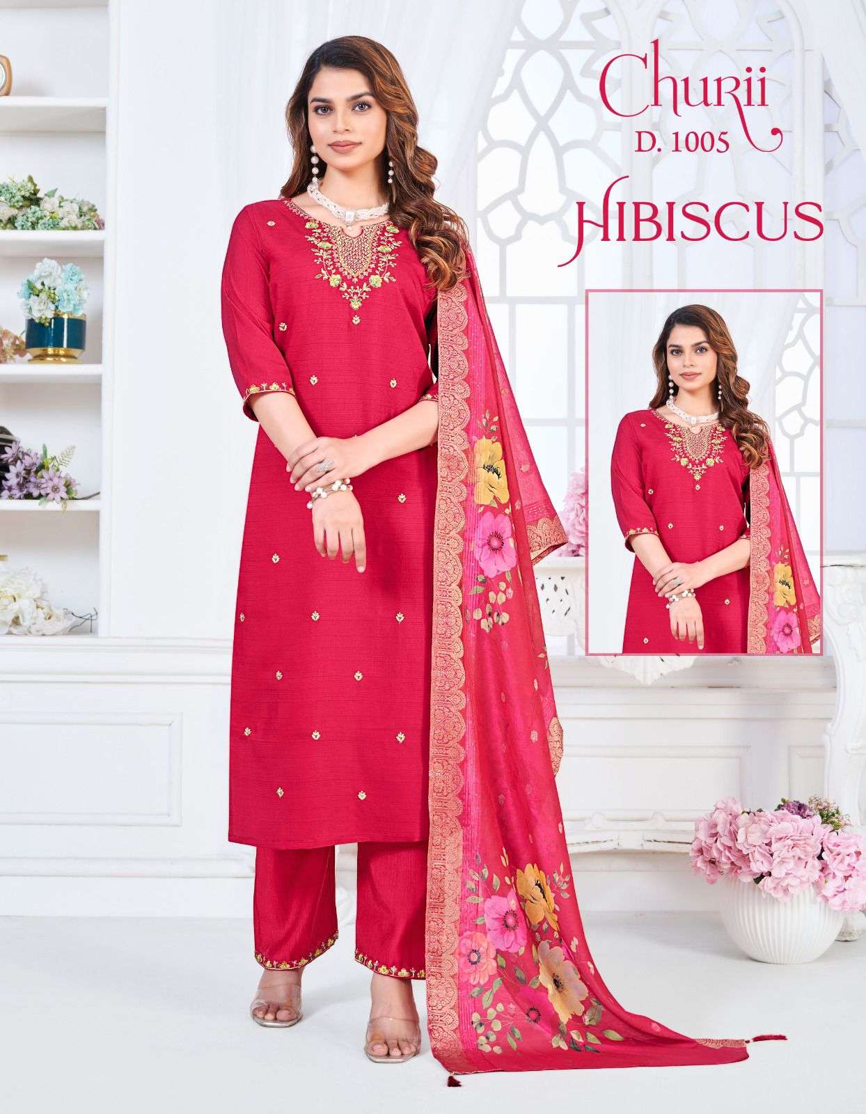 HIBISCUS BY CHURII IN SOFT VISCOSE VATICAN WITH BEAUTIFULL EMBROIDERY WORK 