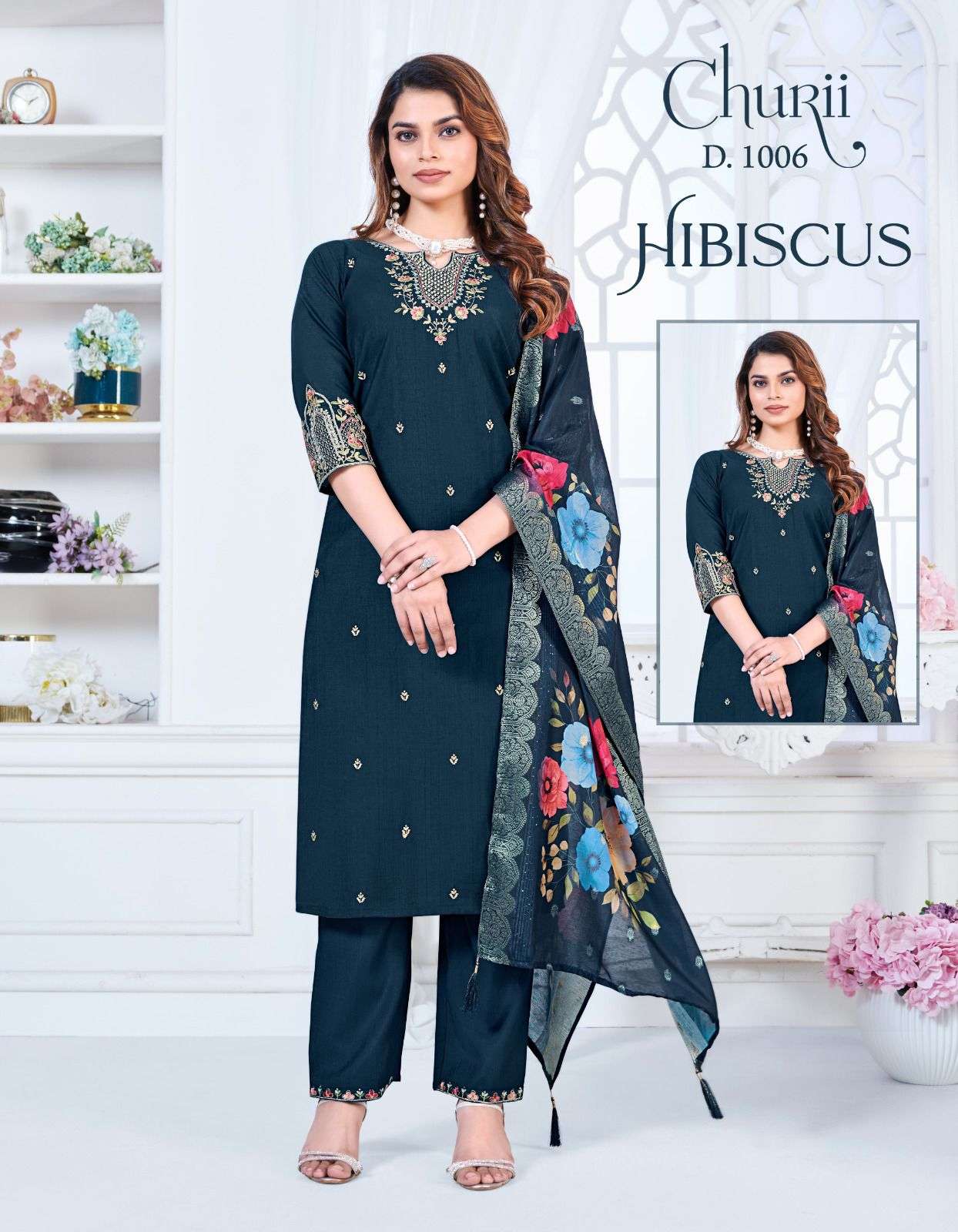 HIBISCUS BY CHURII IN SOFT VISCOSE VATICAN WITH BEAUTIFULL EMBROIDERY WORK 