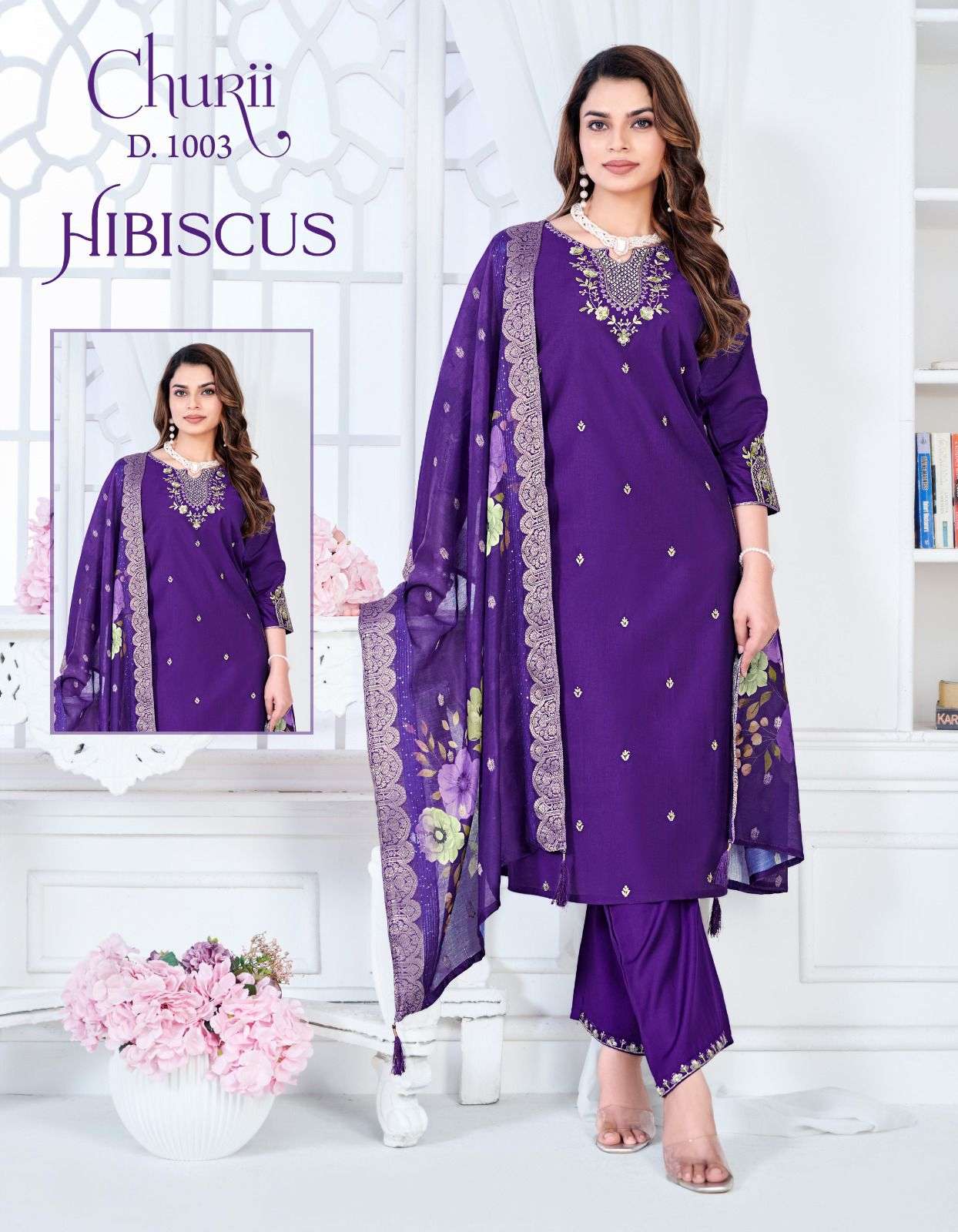 HIBISCUS BY CHURII IN SOFT VISCOSE VATICAN WITH BEAUTIFULL EMBROIDERY WORK 