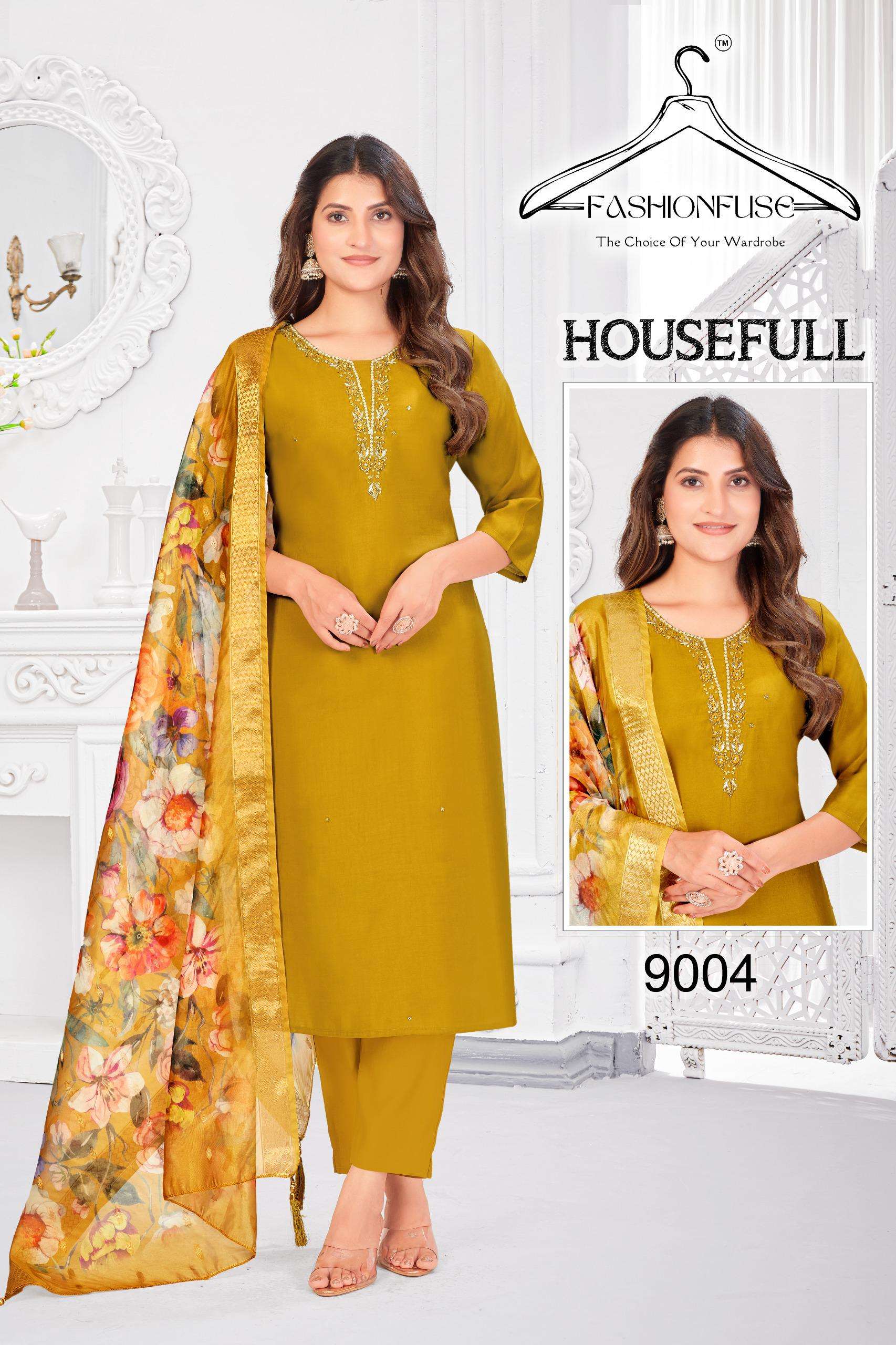 HOUSEFULL BY FASHION FUSE IN PREMIUM ROMAN SILK WITH HEAVY HANDWORK 