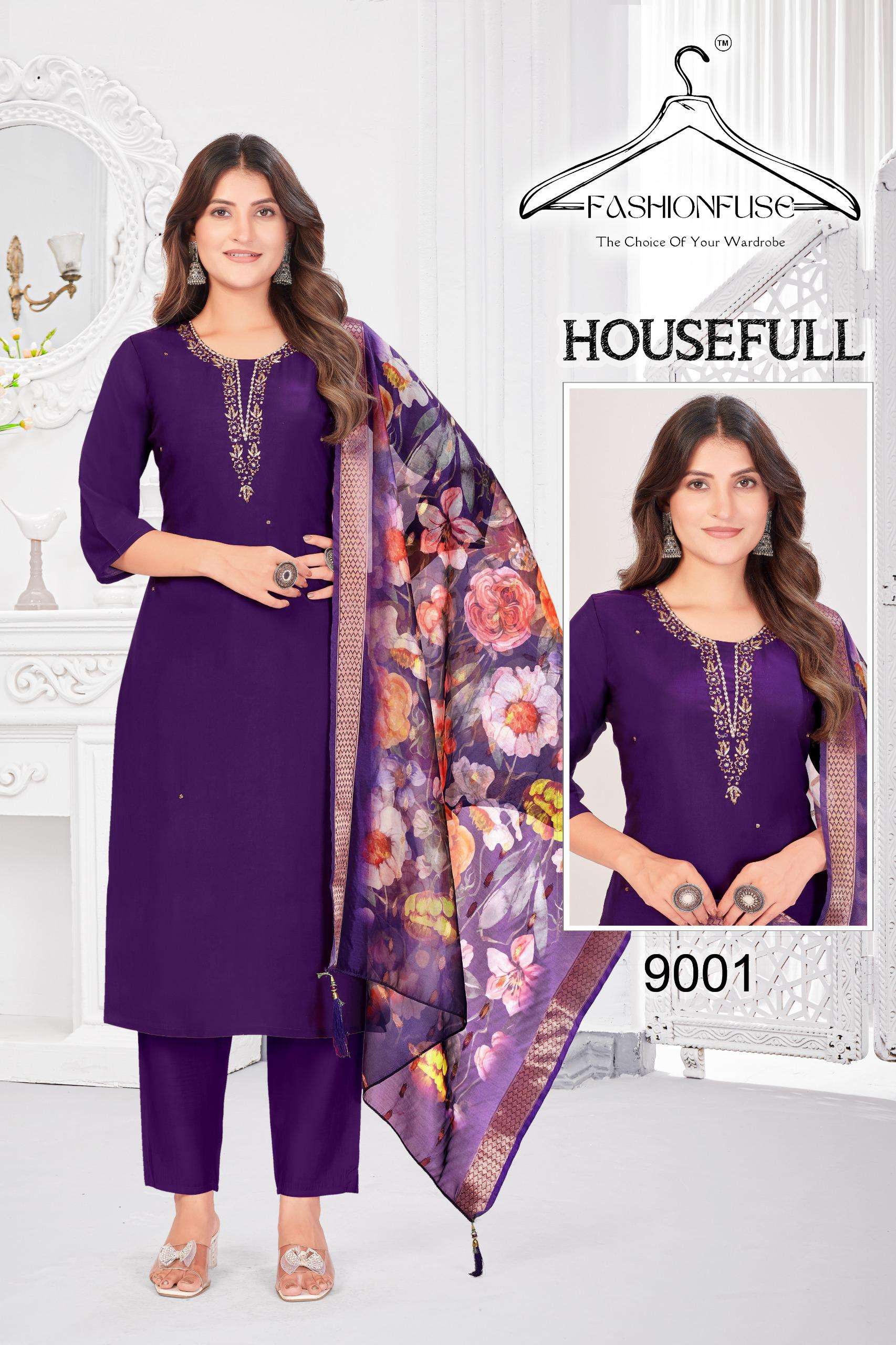 HOUSEFULL BY FASHION FUSE IN PREMIUM ROMAN SILK WITH HEAVY HANDWORK 
