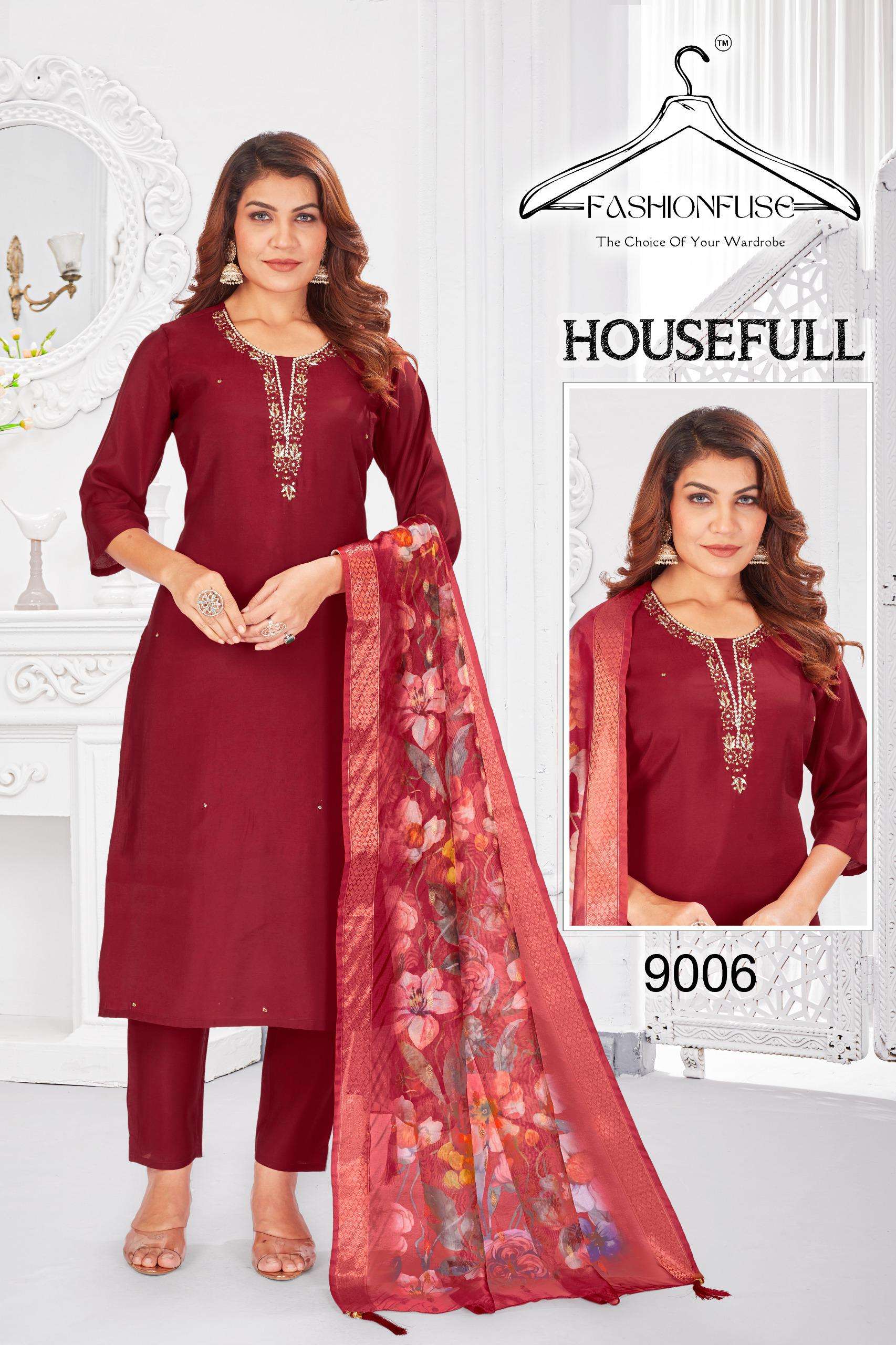 HOUSEFULL BY FASHION FUSE IN PREMIUM ROMAN SILK WITH HEAVY HANDWORK 
