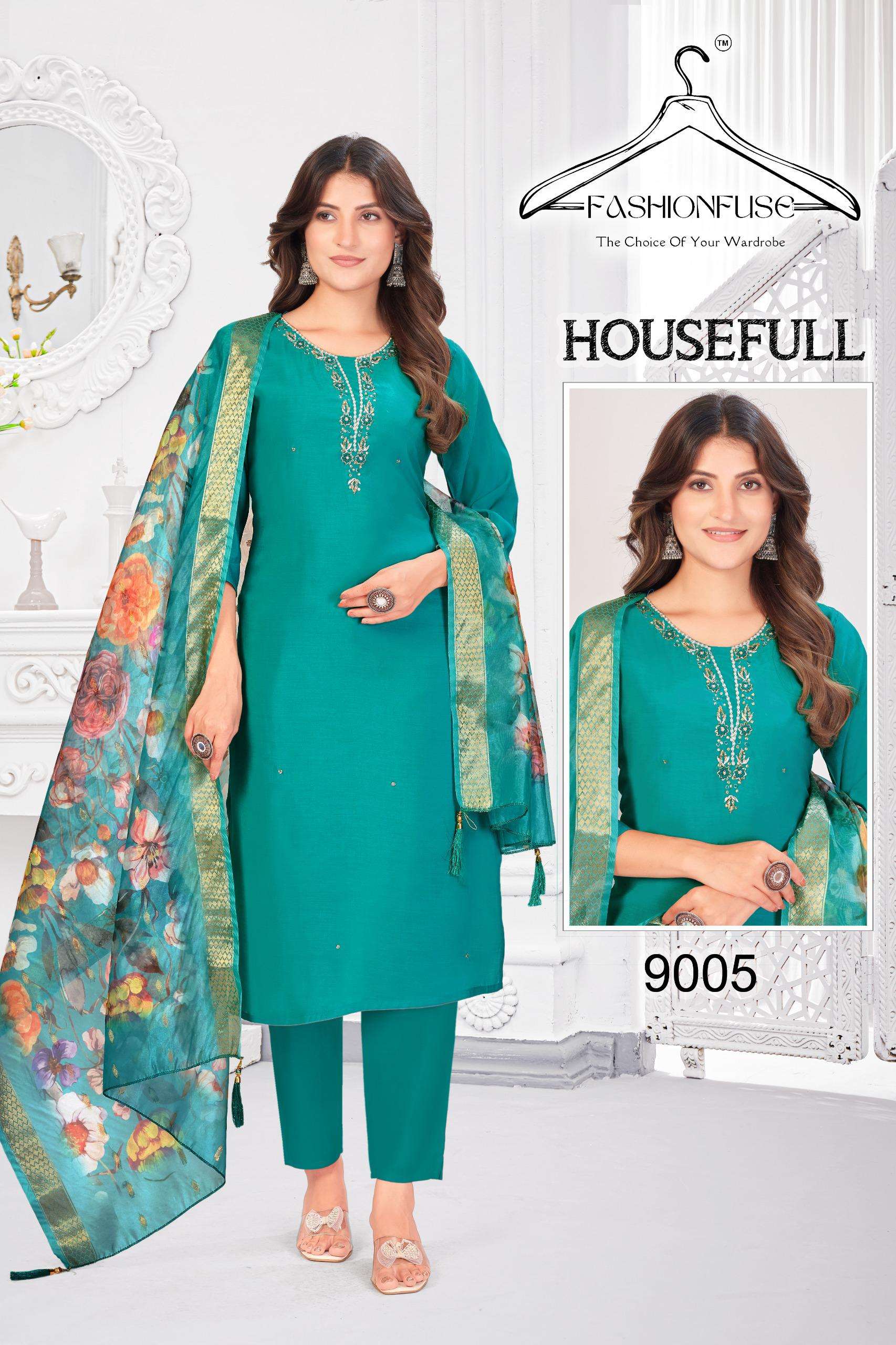 HOUSEFULL BY FASHION FUSE IN PREMIUM ROMAN SILK WITH HEAVY HANDWORK 