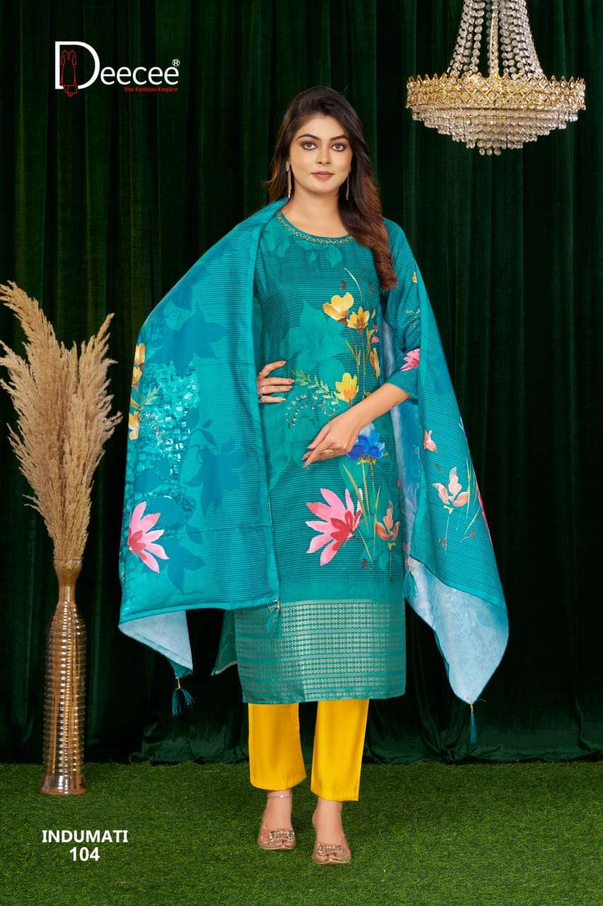 INDUMATI BY DEECEE IN DIGITAL PRINT SILK FABRIC STRAIGHT KURTI WITH INNER 