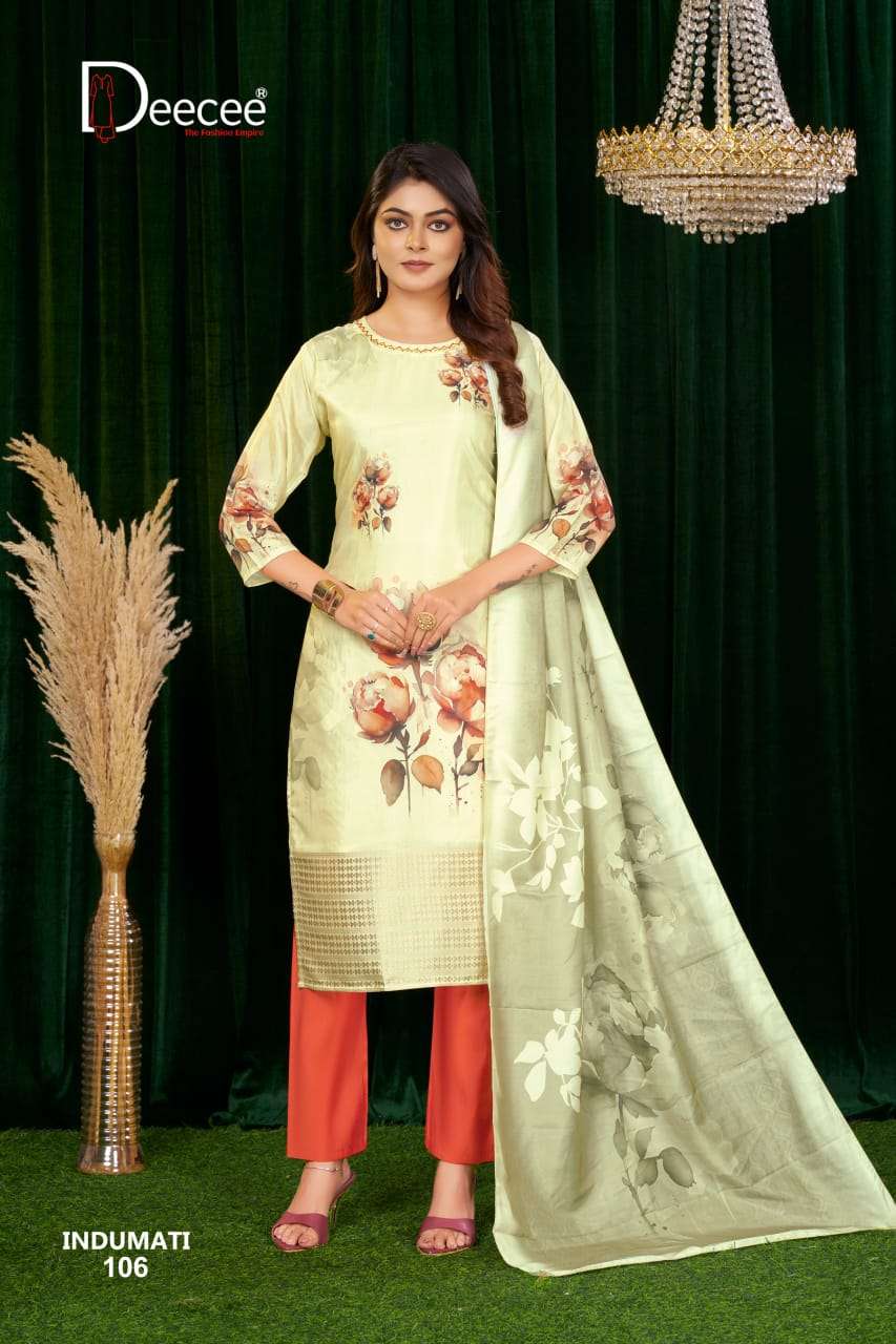 INDUMATI BY DEECEE IN DIGITAL PRINT SILK FABRIC STRAIGHT KURTI WITH INNER 