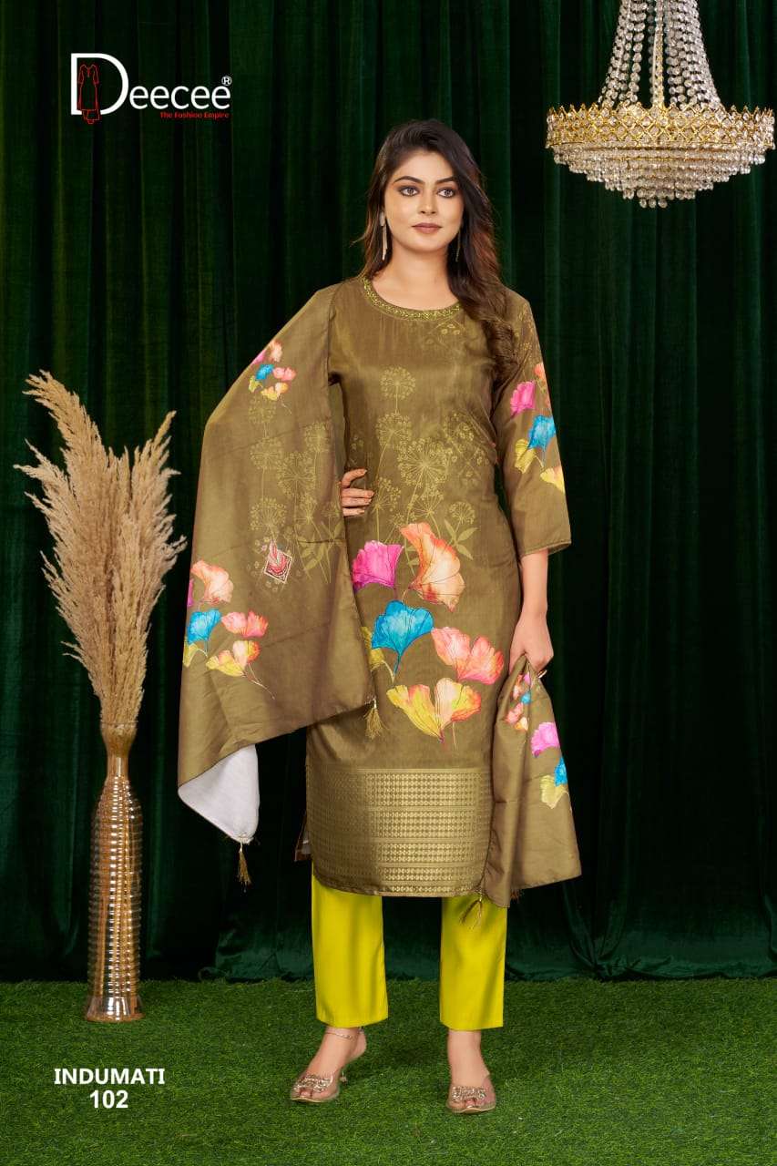 INDUMATI BY DEECEE IN DIGITAL PRINT SILK FABRIC STRAIGHT KURTI WITH INNER 