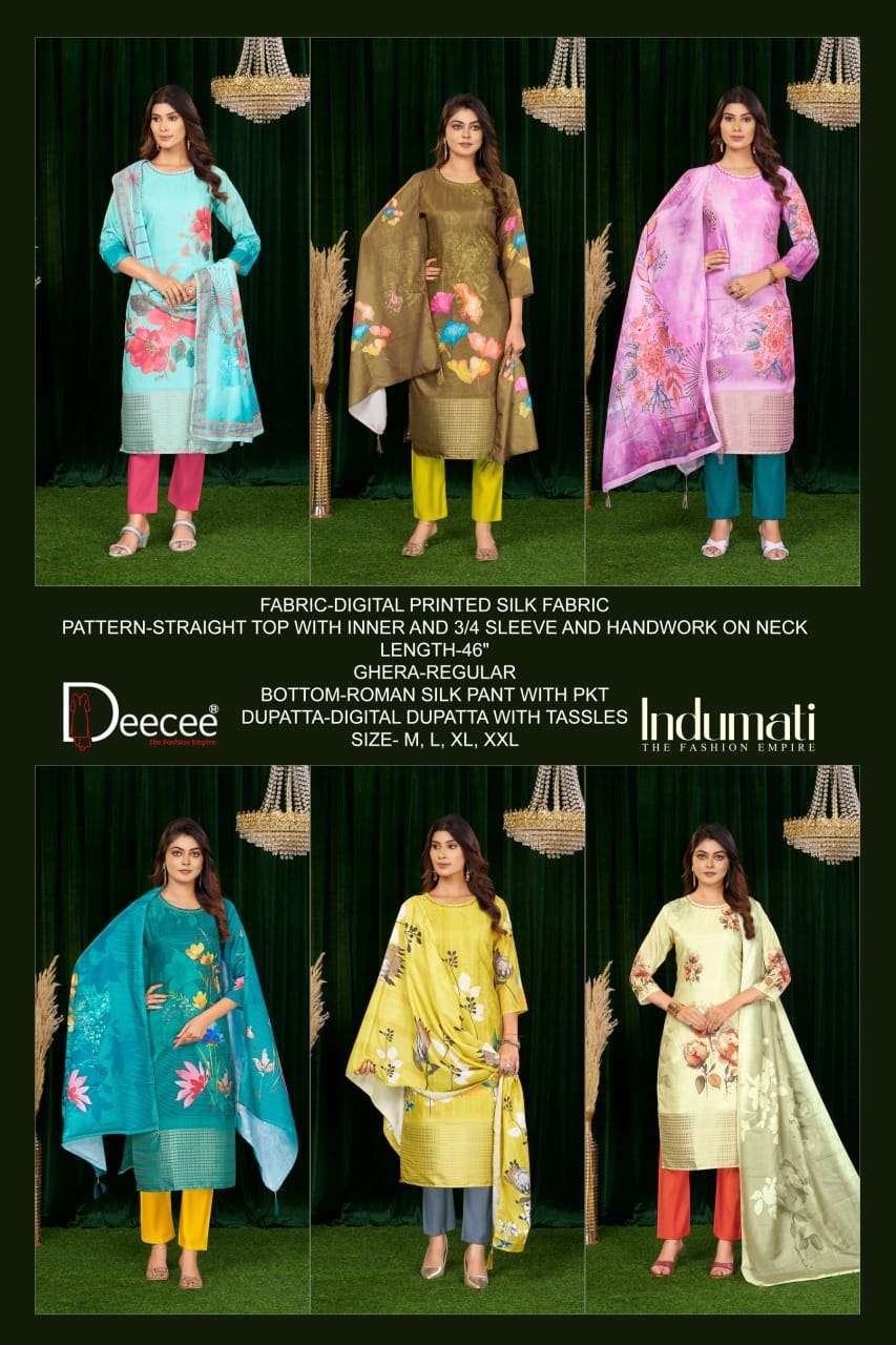 INDUMATI BY DEECEE IN DIGITAL PRINT SILK FABRIC STRAIGHT KURTI WITH INNER 