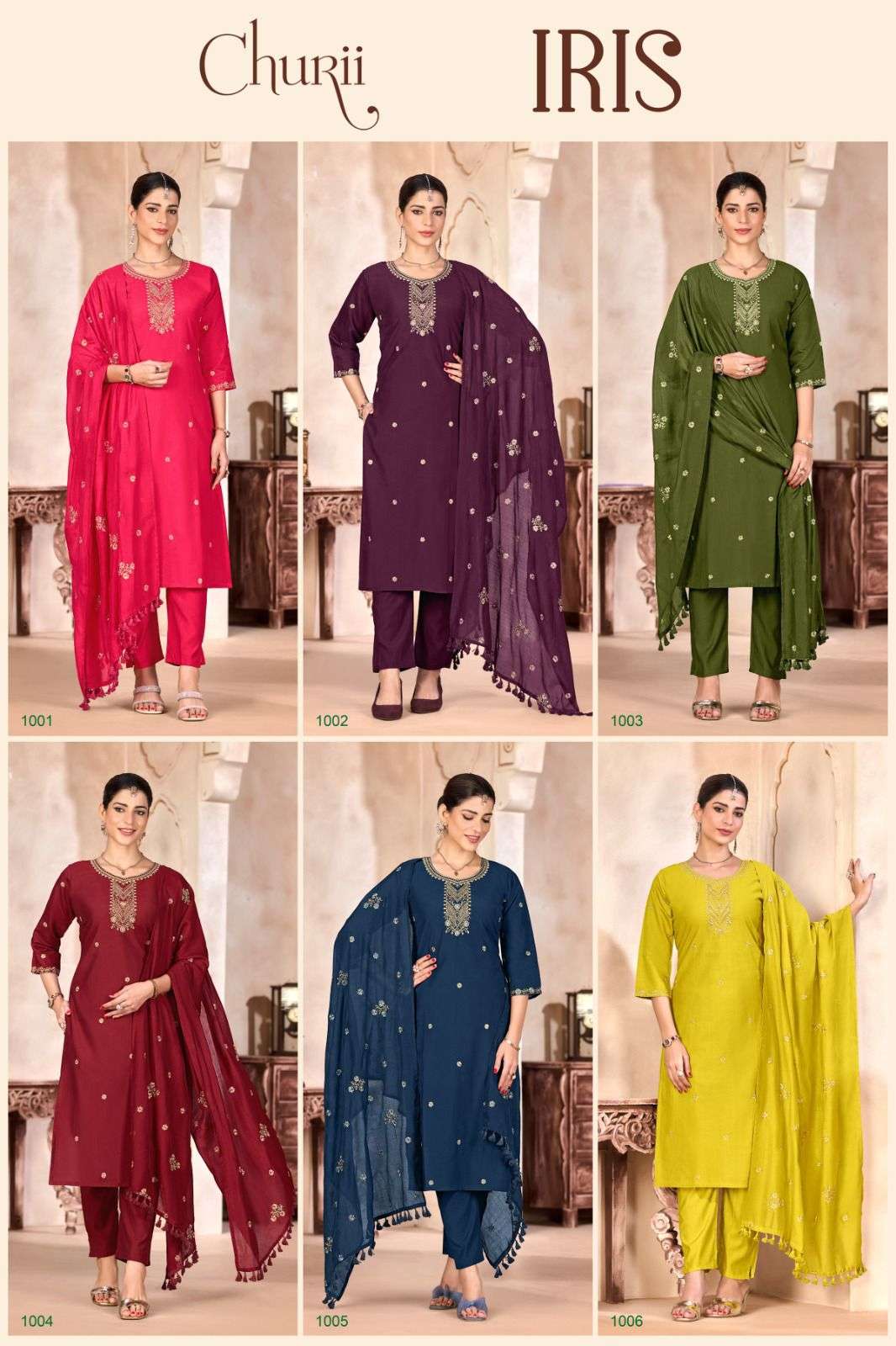 IRIS BY CHURII IN SOFT VISCOSE VATICAN WITH BEAUTIFUL EMBROIDERY AND SLEEVES WORK 