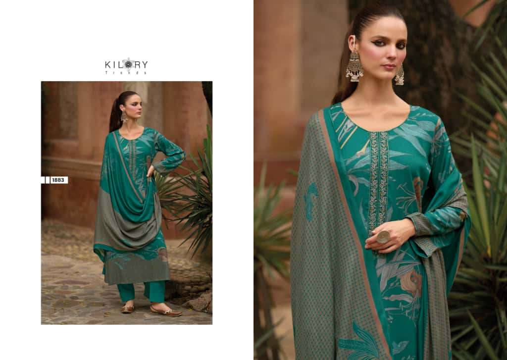 ISHARAT BY KILORY TRENDS IN PURE VISCOSE PASHMINA DIGITAL FOIL PRINT WITH EMBROIDERY WORK 