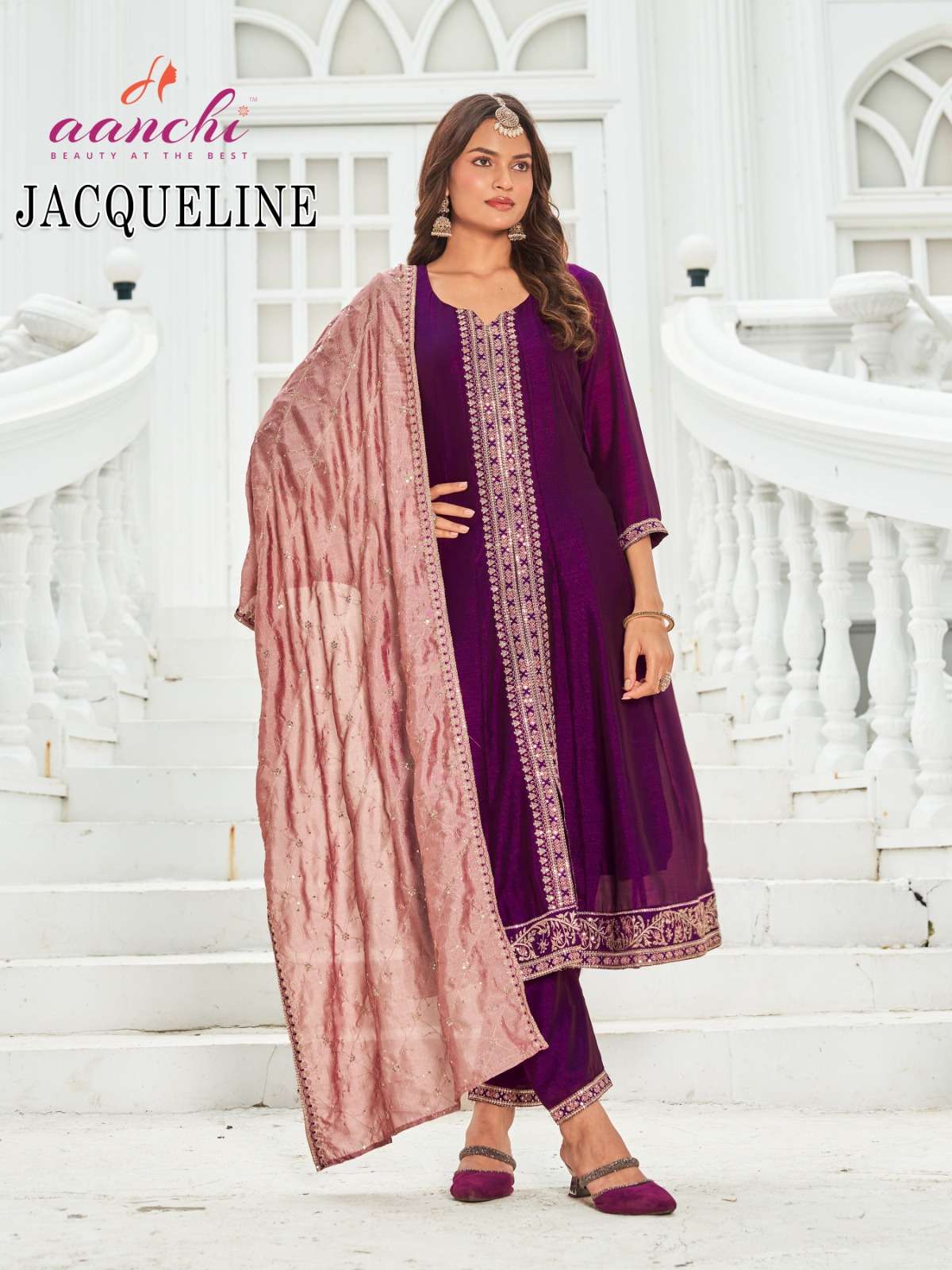 JACQUELINE BY AANCHI IN VICHITRA SILK WITH FANCY CONTRAS DUPATTA WORK