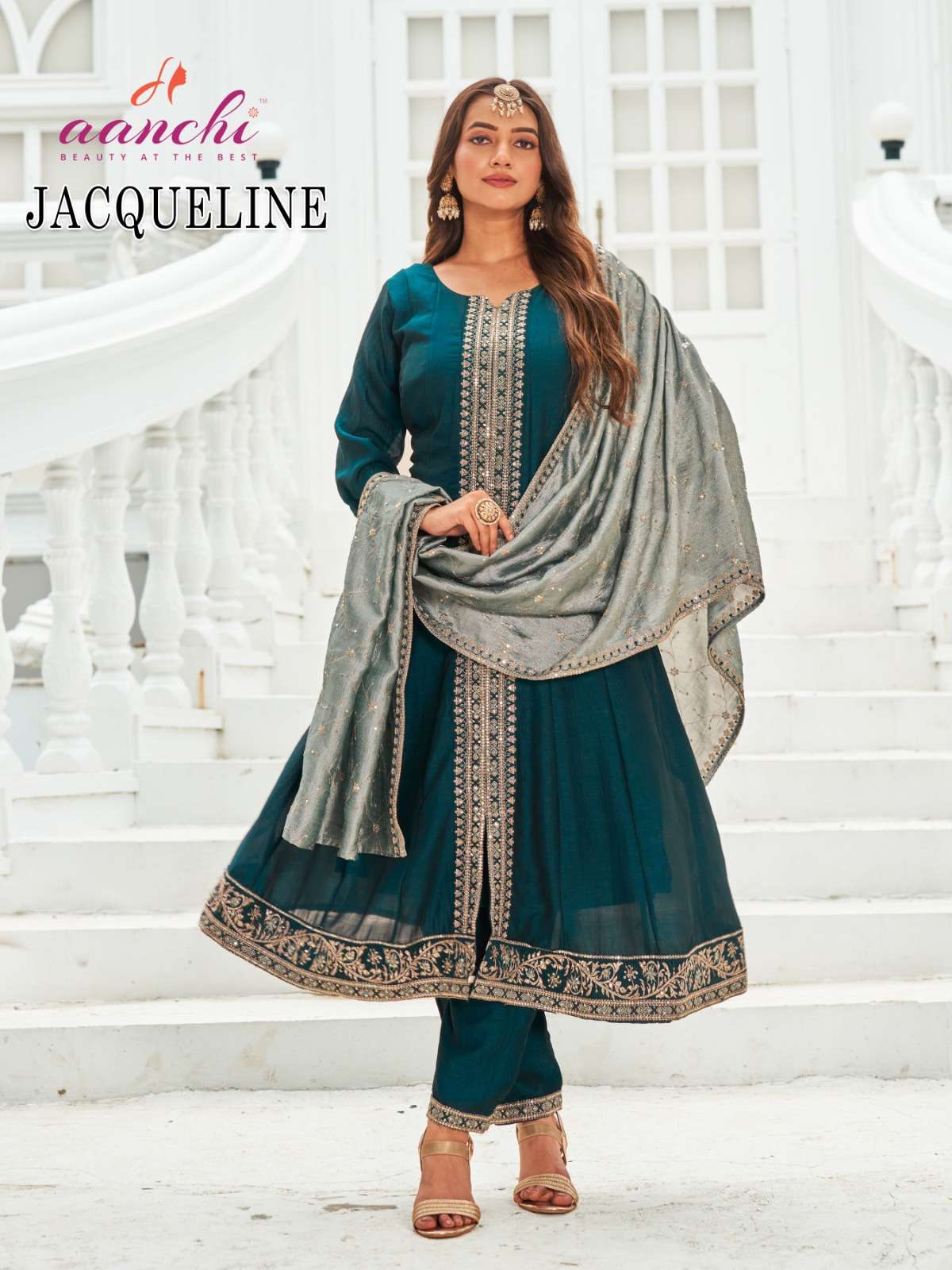 JACQUELINE BY AANCHI IN VICHITRA SILK WITH FANCY CONTRAS DUPATTA WORK