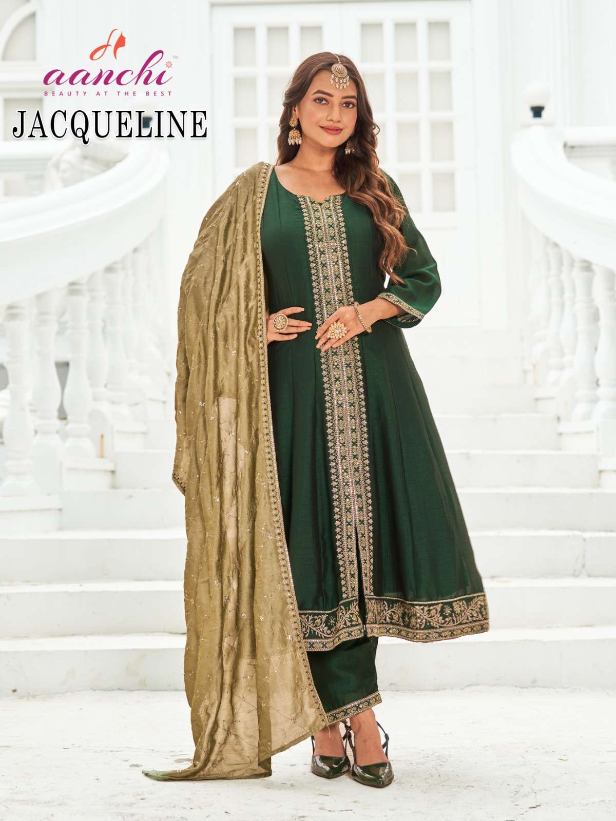 JACQUELINE BY AANCHI IN VICHITRA SILK WITH FANCY CONTRAS DUPATTA WORK
