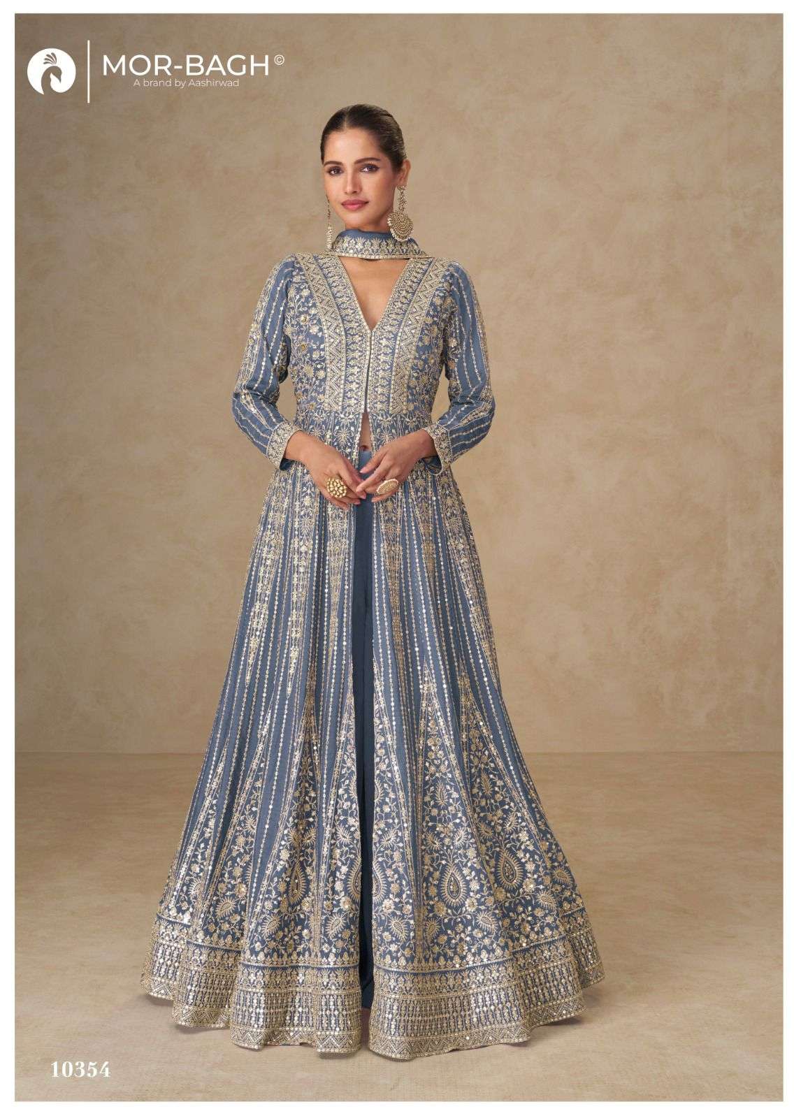 JANKI BY AASHIRWAD CREATION IN PREMIUM CHINON SILK WITH HEAVY EMBROIDERY WORK 