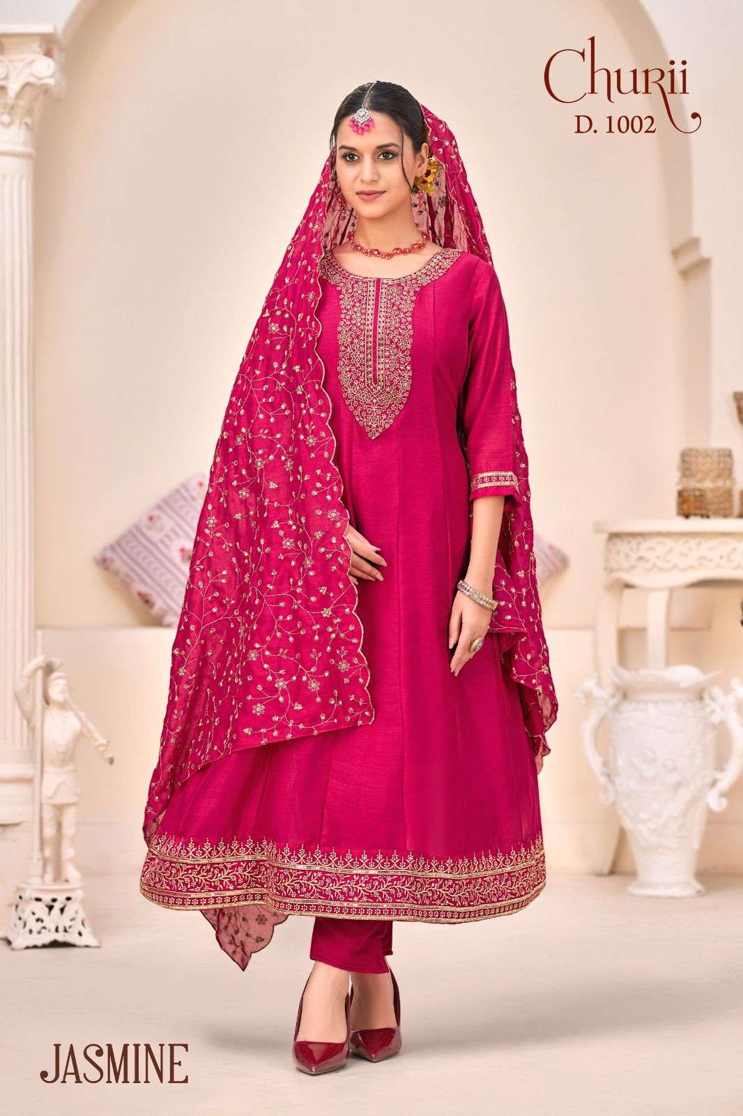 JASMINE BY CHURII IN VICHITRA SILK FULL GHERA KALI PATTERN WITH INNER 