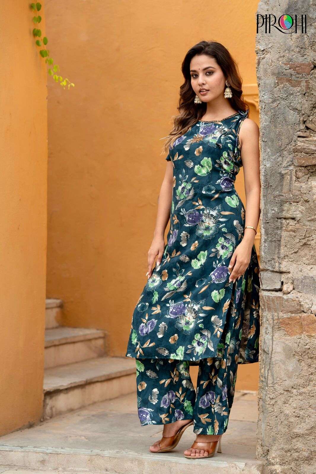 KAJOL BY PIROHI IN PREMIUM VISCOSE RAYON DISCHARGE FOIL PRINT WITH MANUAL WORK 