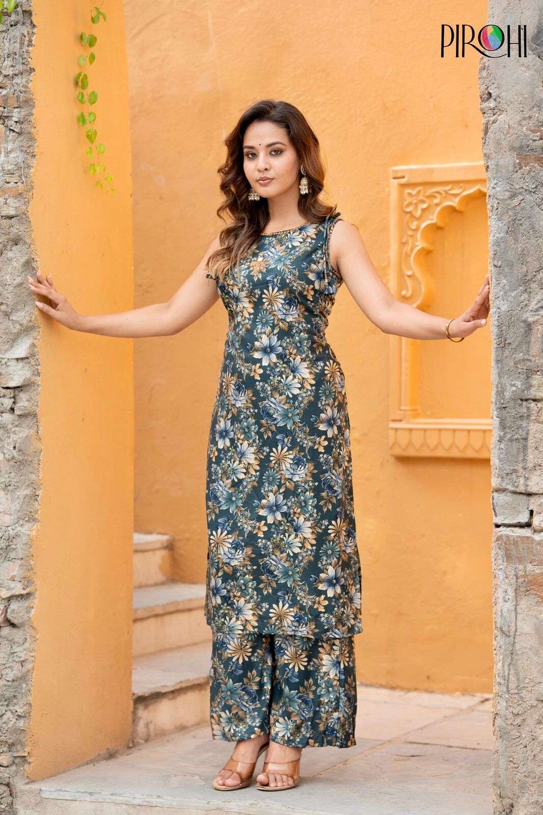 KAJOL BY PIROHI IN PREMIUM VISCOSE RAYON DISCHARGE FOIL PRINT WITH MANUAL WORK 