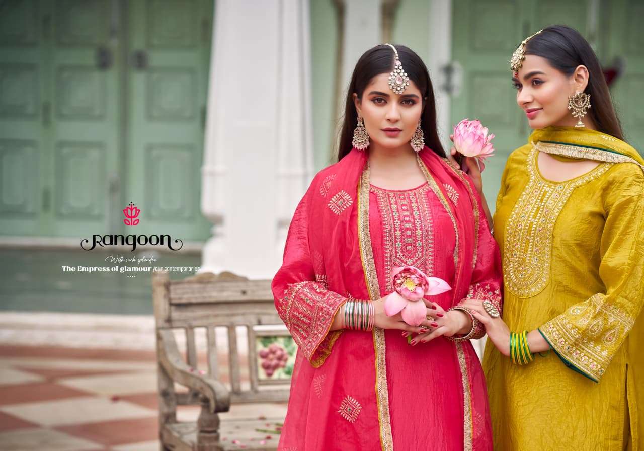 KANKU BY RANGOON IN GOLD CRUSH WITH FANCY WORK AND FULL INNER 