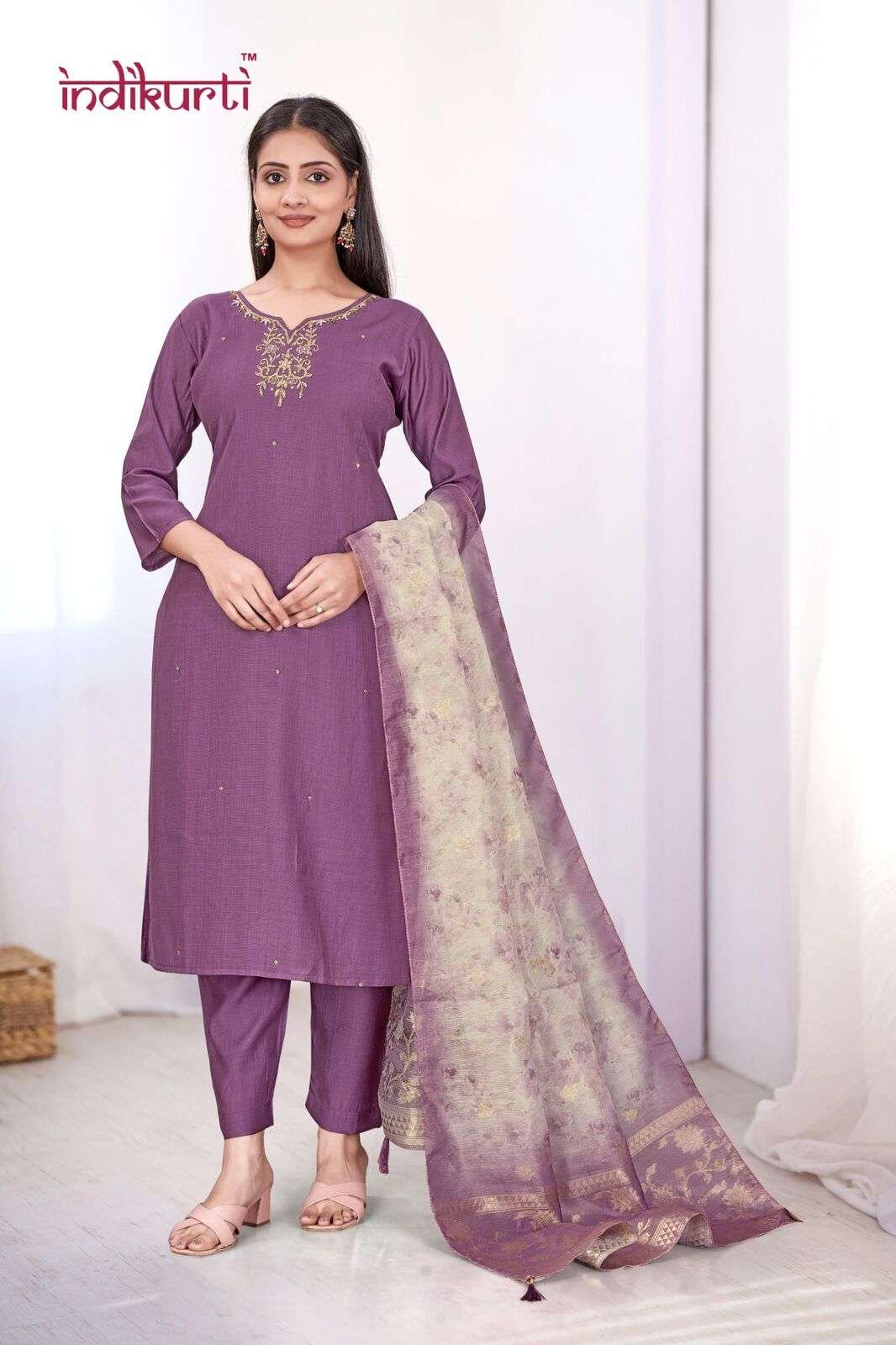 KARISHMA-2.0 BY INDIKURTI IN HEAVY VETICAN DYED WITH ASSAM SILK DIGITAL PRINT DUPATTA